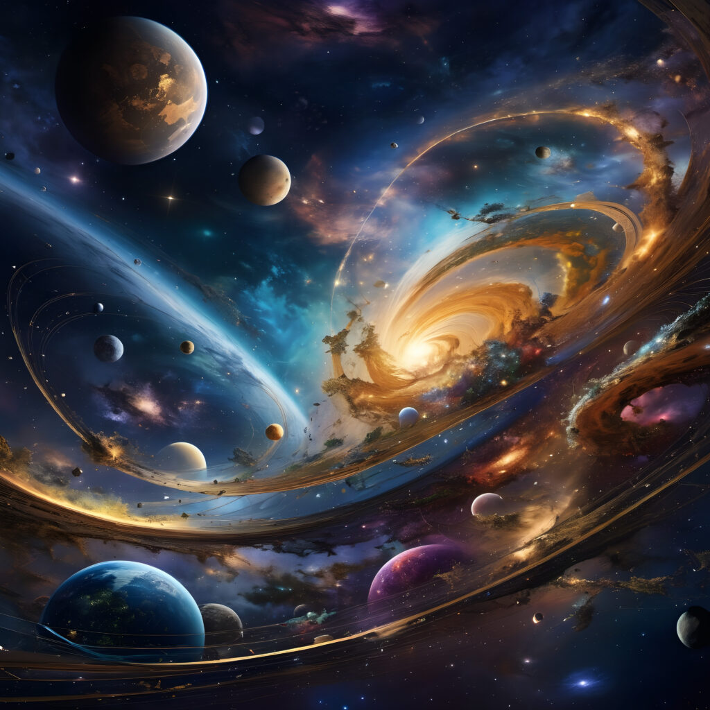 Stunning Cosmic Galaxy Artwork with Planets and Nebulae – Space Scene