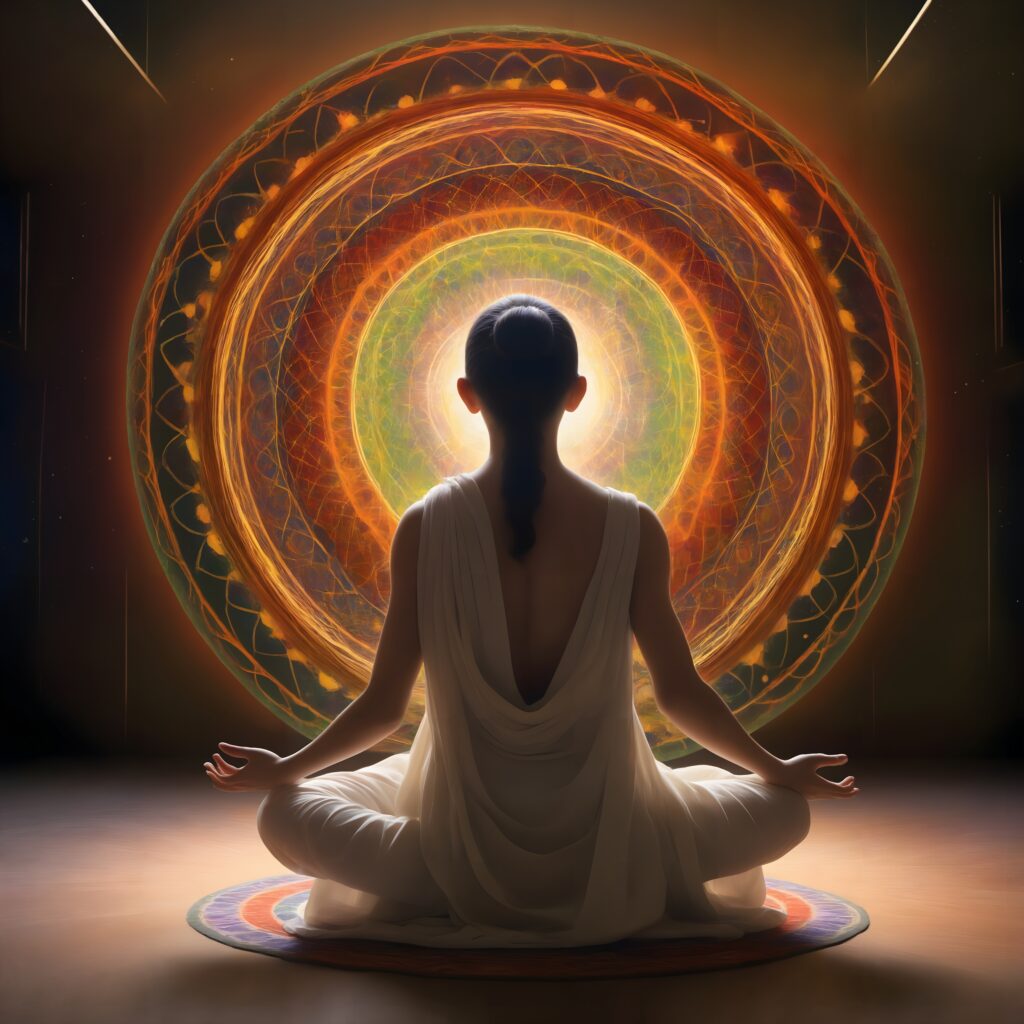 Meditation in Vibrant Energy Field with Spiritual Chakra Visualization