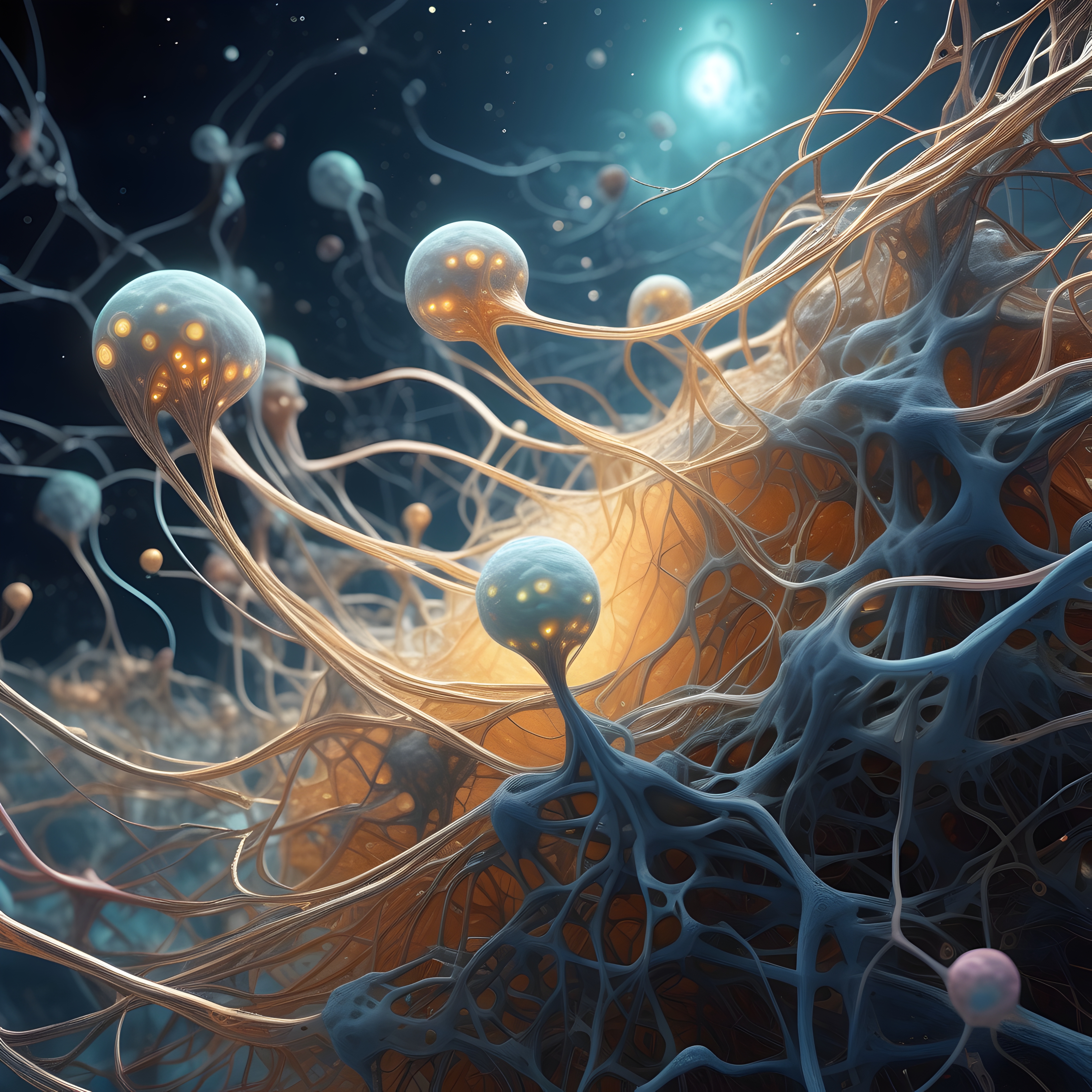 Macro view of neural network pathways and biological synapse connections