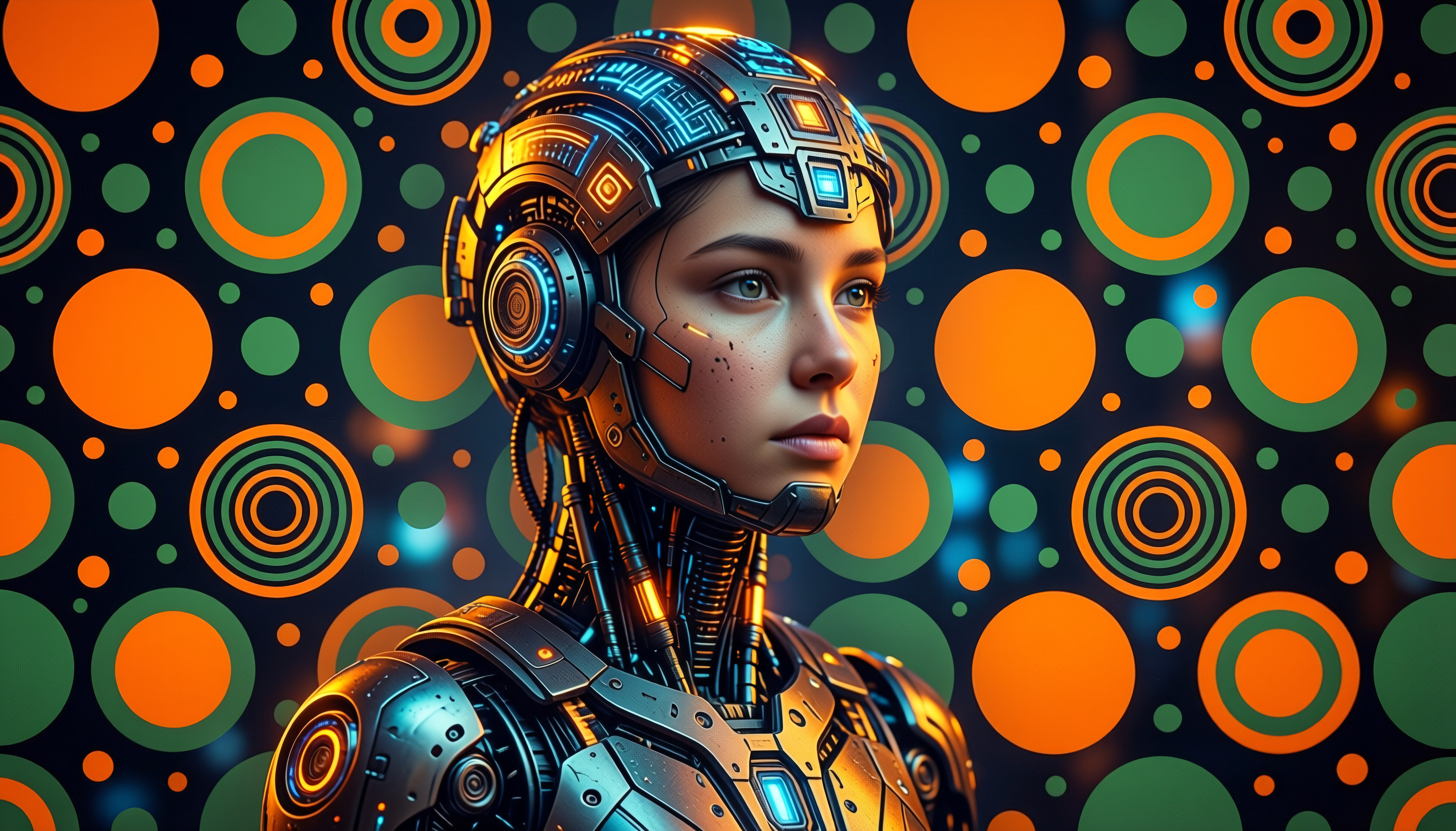Futuristic Cybernetic Humanoid Robot with Mechanical Details