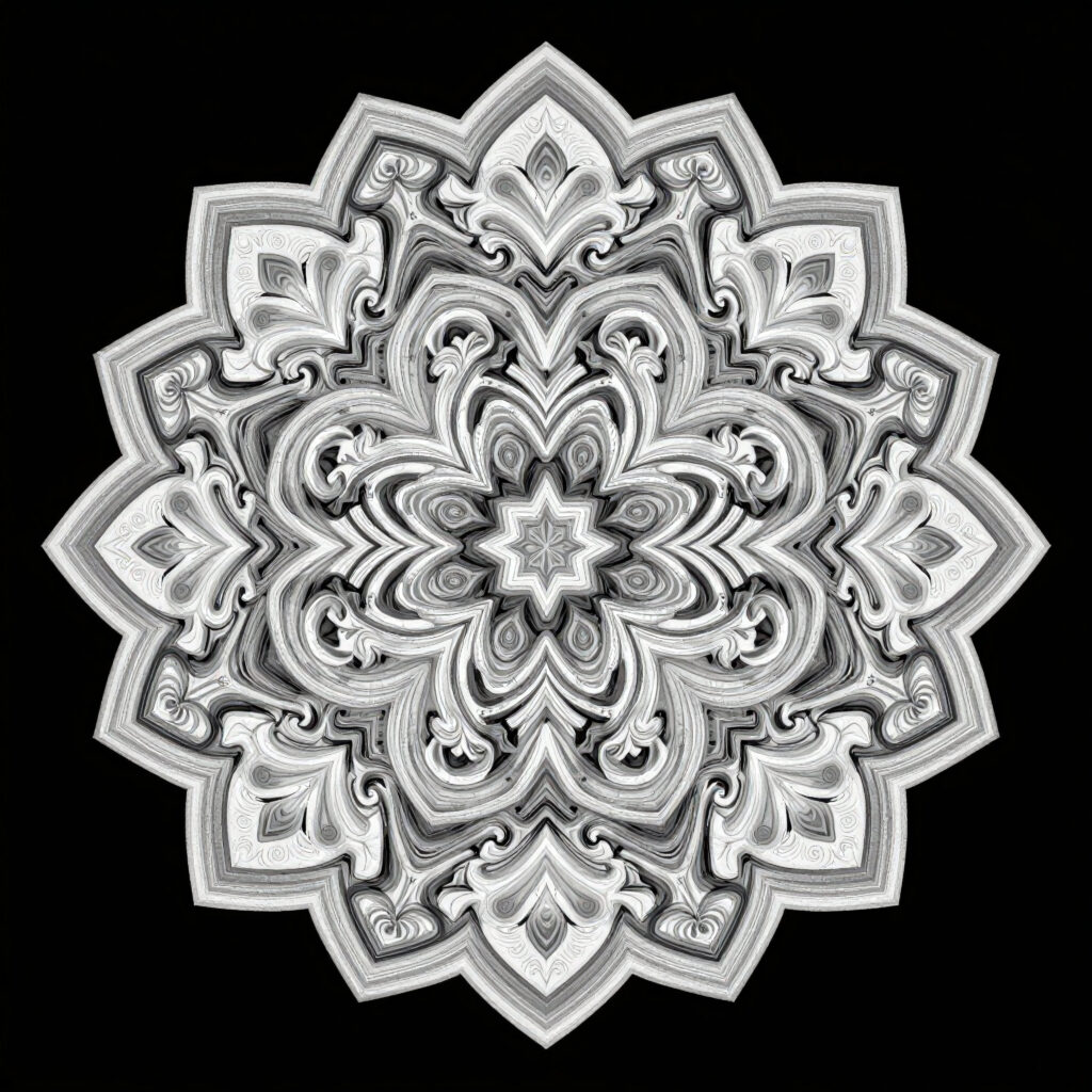 Abstract Black and White Mandala Pattern