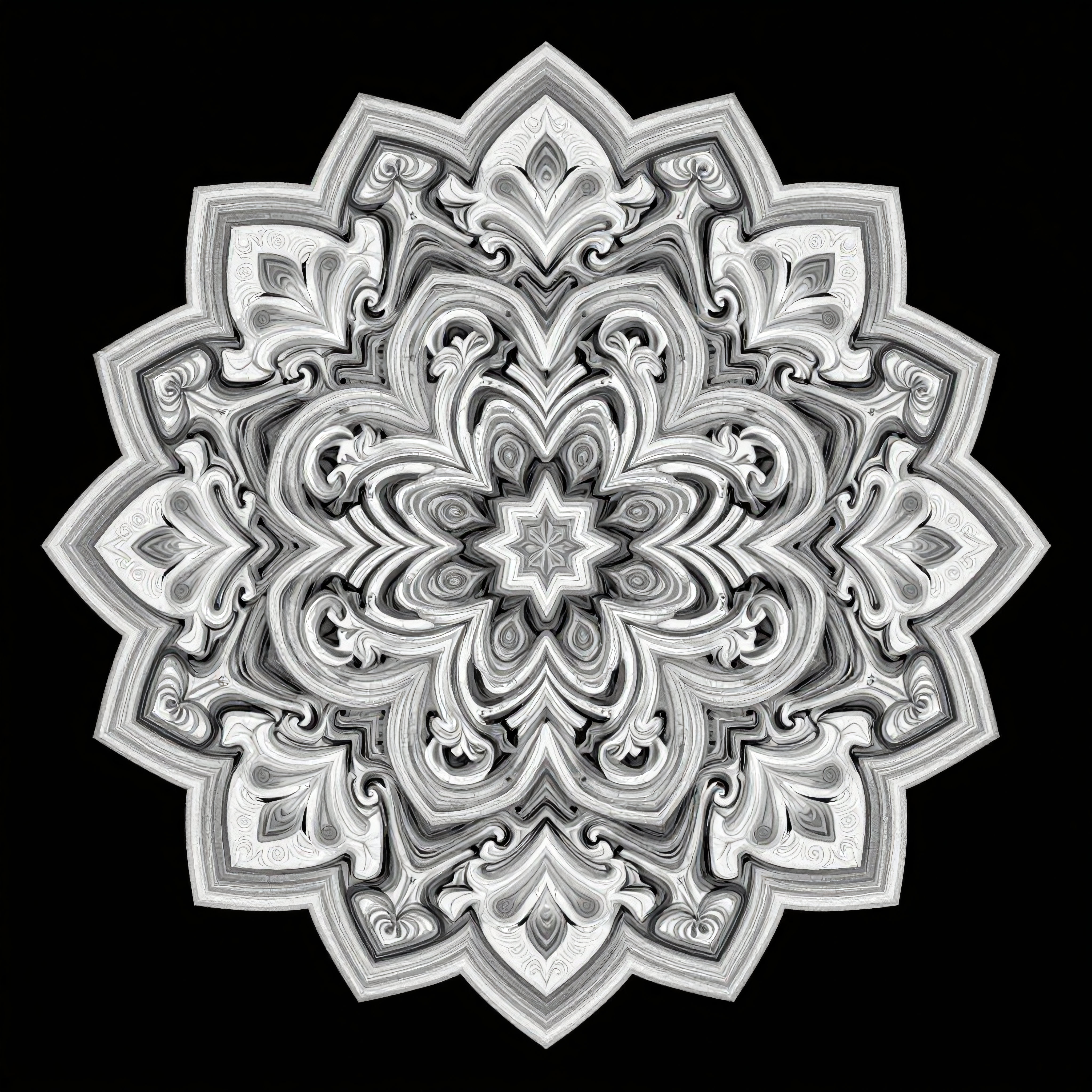 Abstract Black and White Mandala Pattern