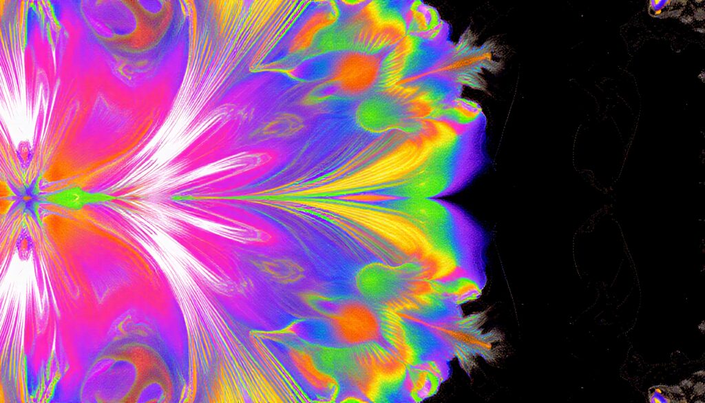 Vibrant Psychedelic Digital Art with Fractal Patterns