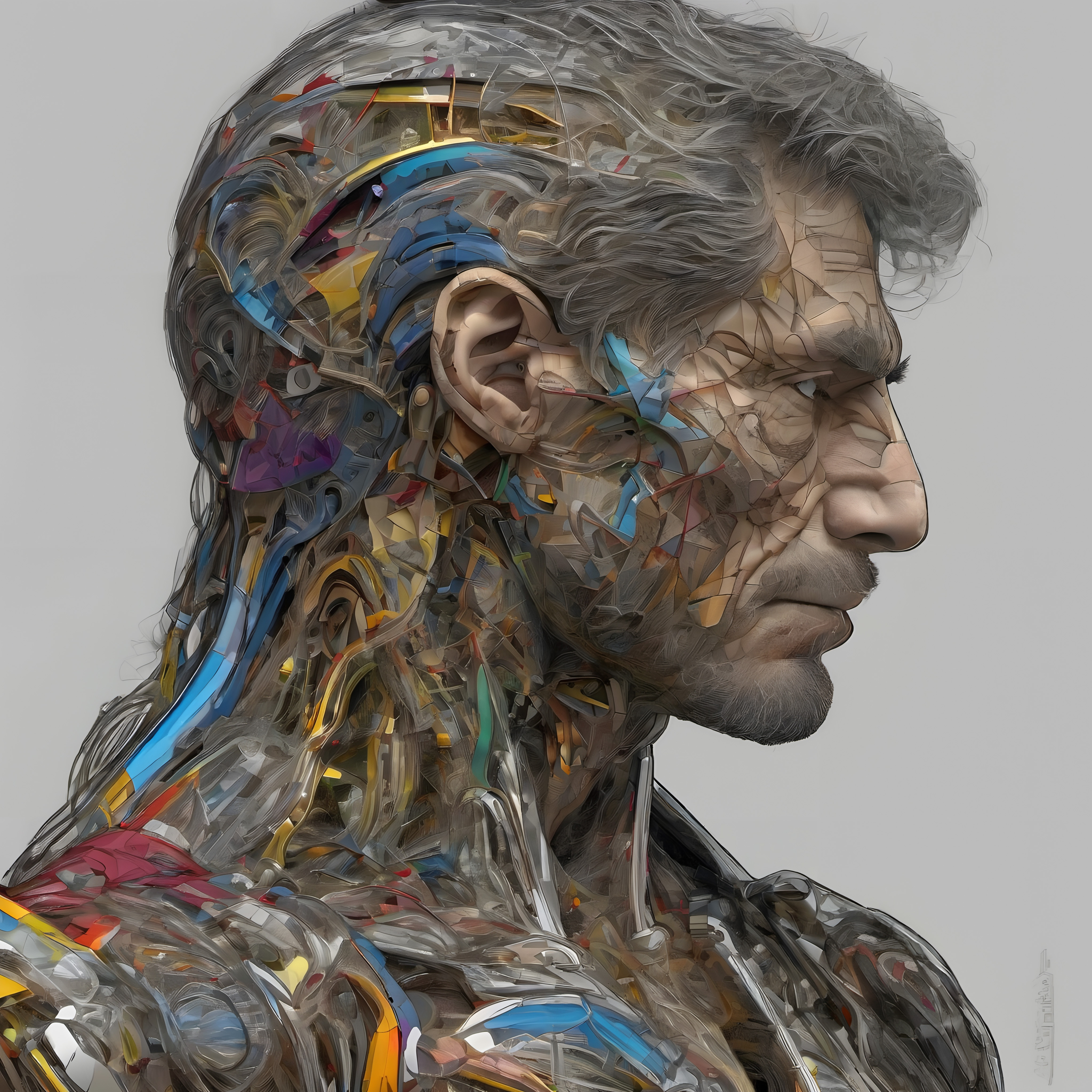 Scientific Portrait: Cross-Sectional View of Human Anatomy and Structure