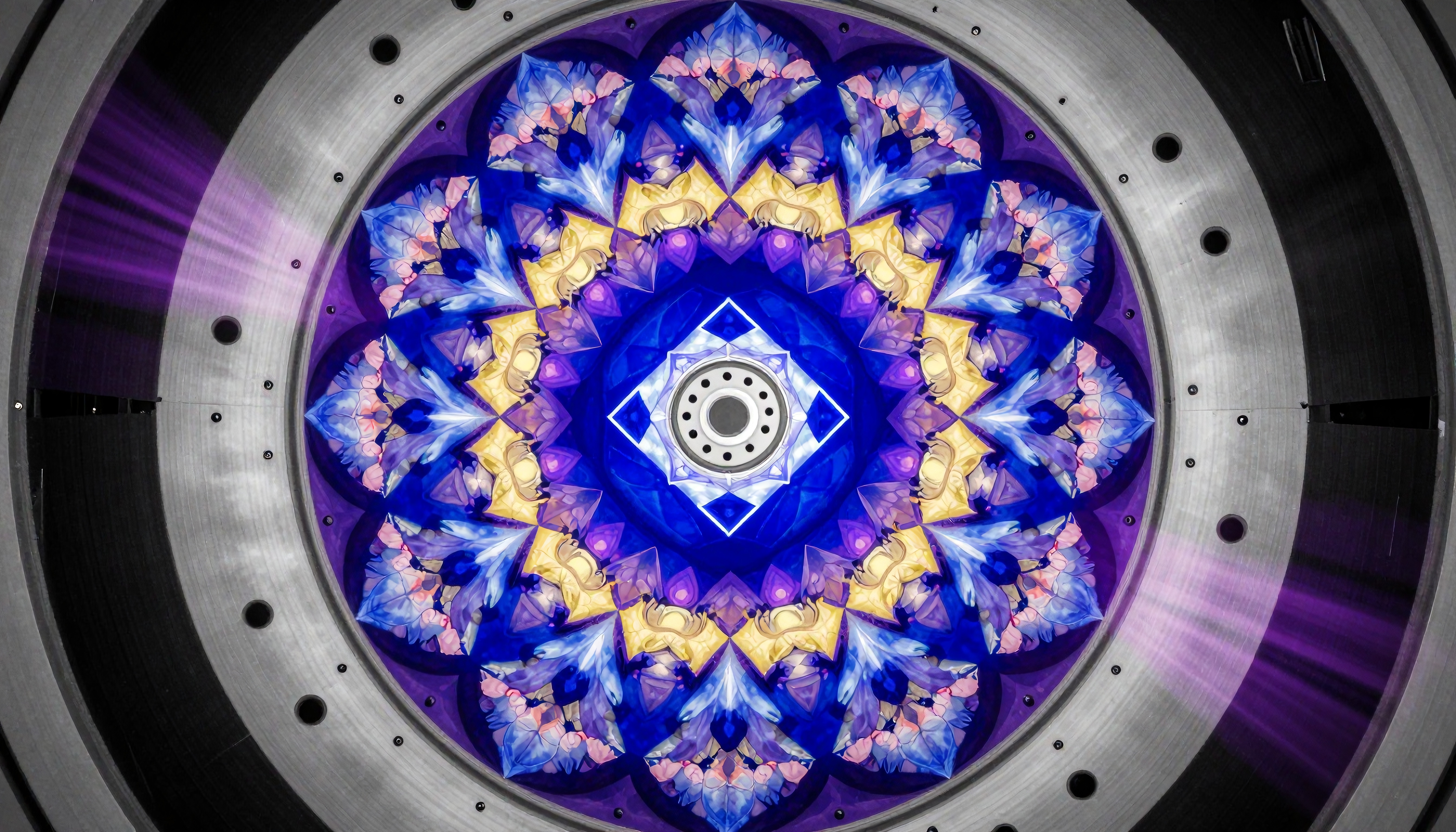 Vibrant Mandala Pattern on Industrial Machinery