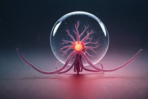 Neuron in Glass Sphere: Scientific Illustration