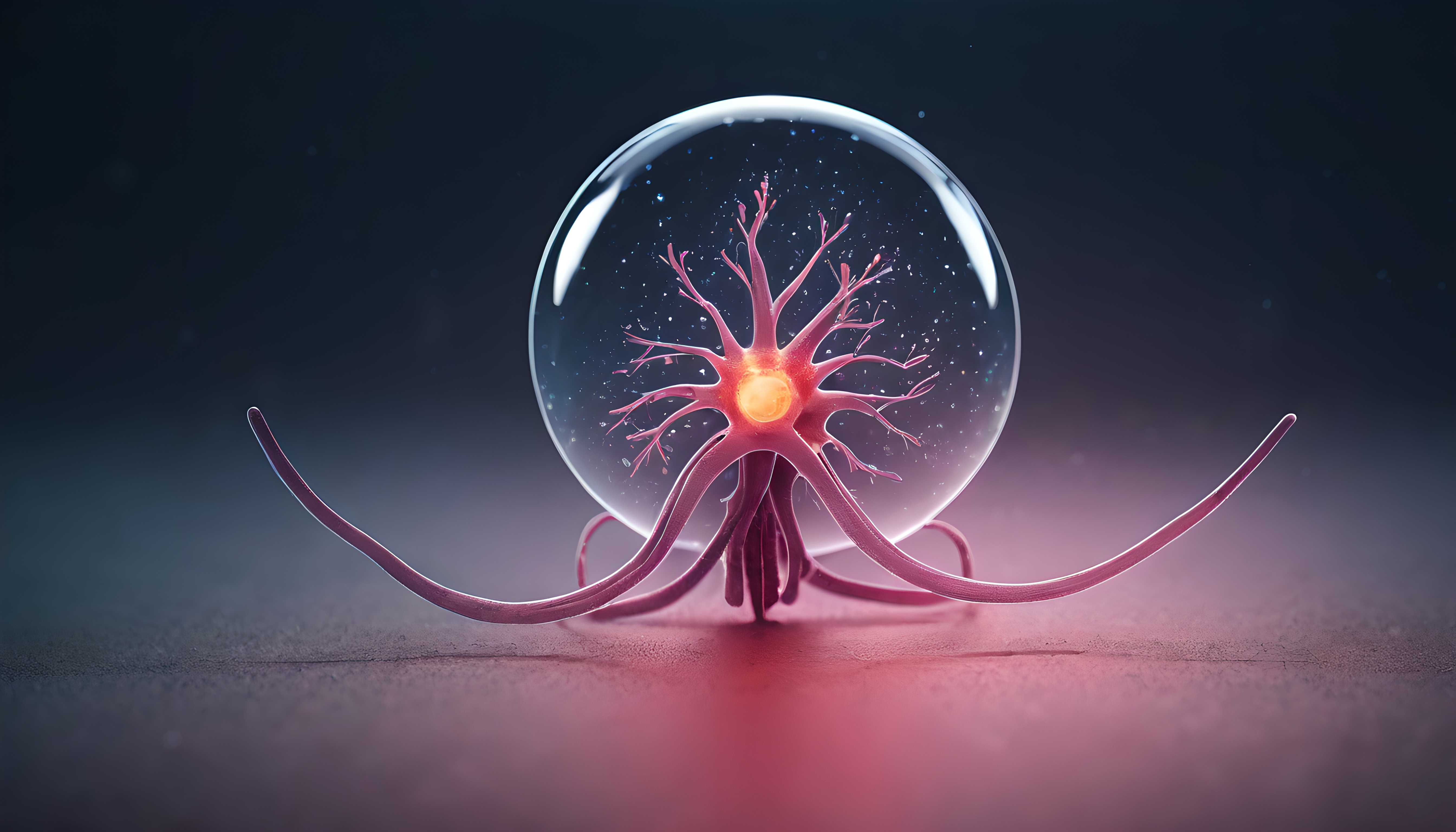 Neuron in Glass Sphere: Scientific Illustration