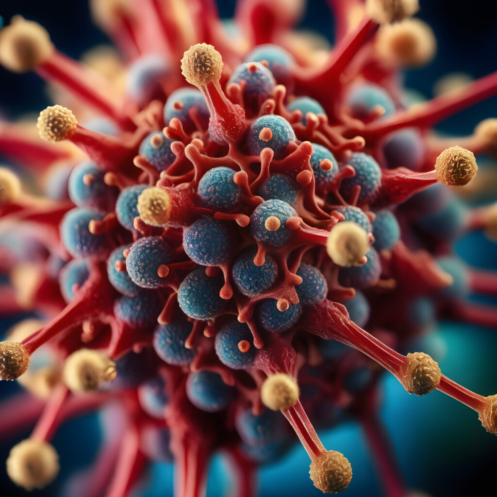 Virus Particle with Detailed Spike Proteins and Vibrant Coloration