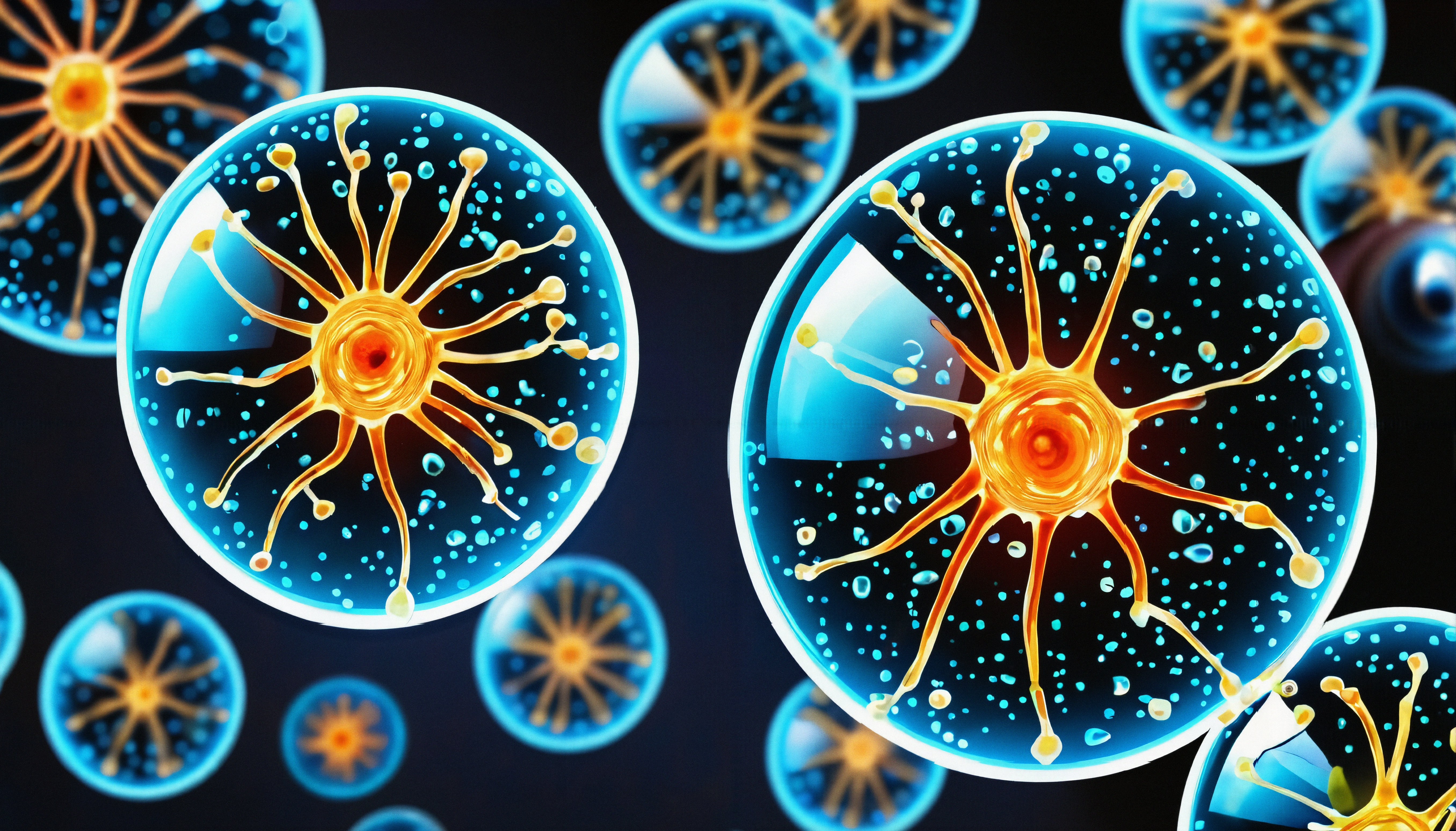Stylized Neural Cells in Glass Spheres