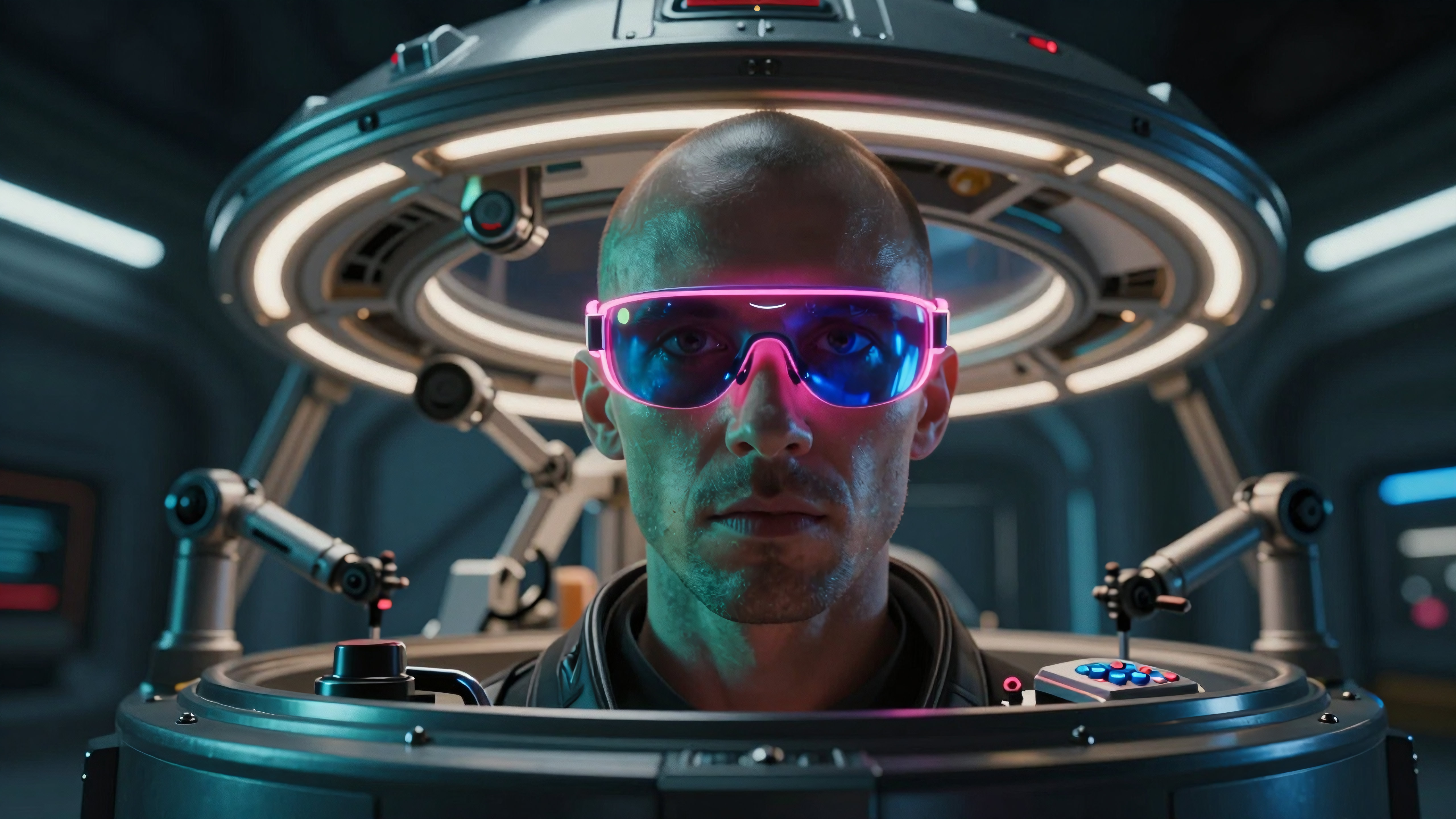 Sci-Fi Scientist in Advanced Laboratory Gear