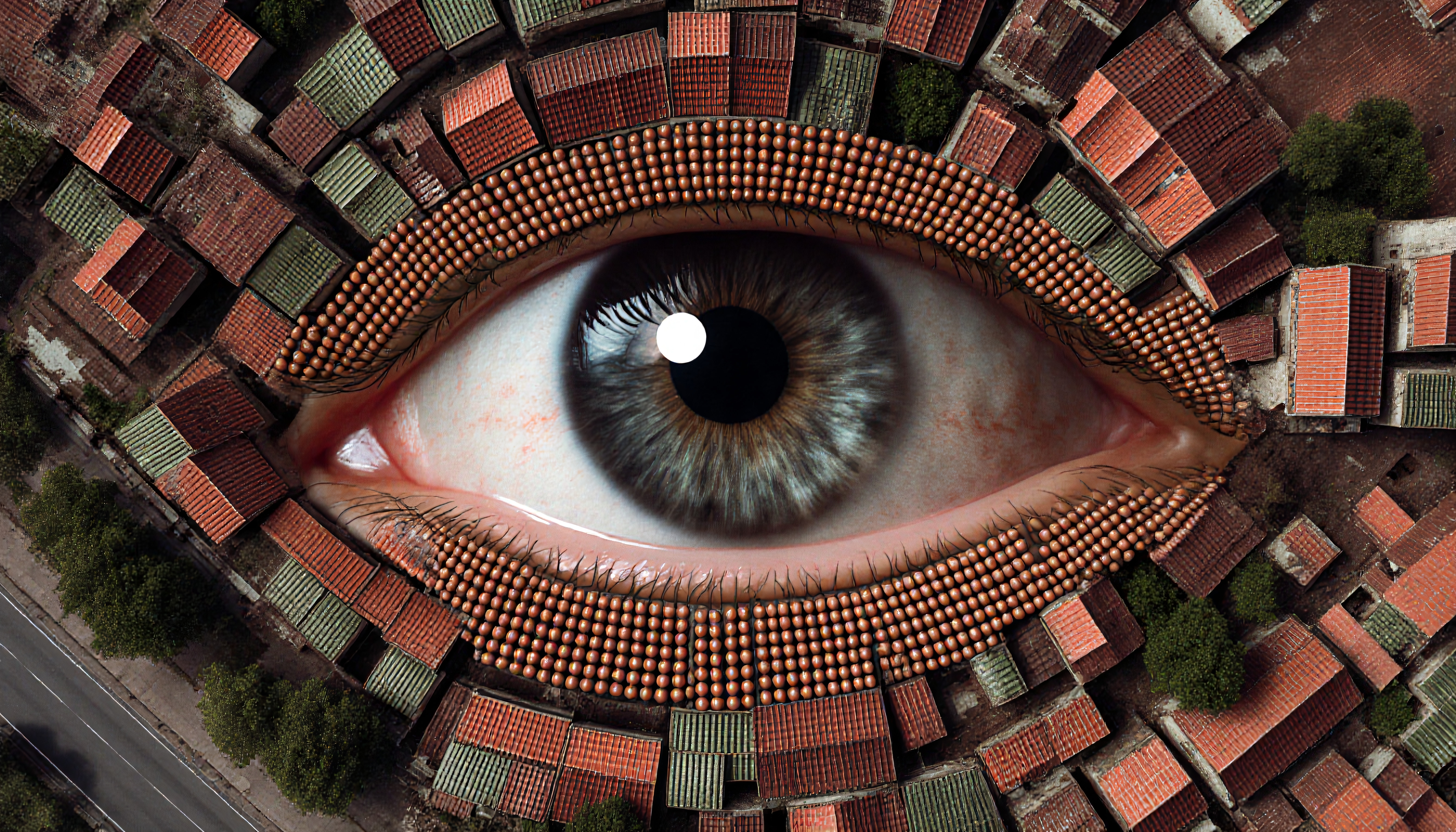 Aerial Cityscape Formed as a Human Eye