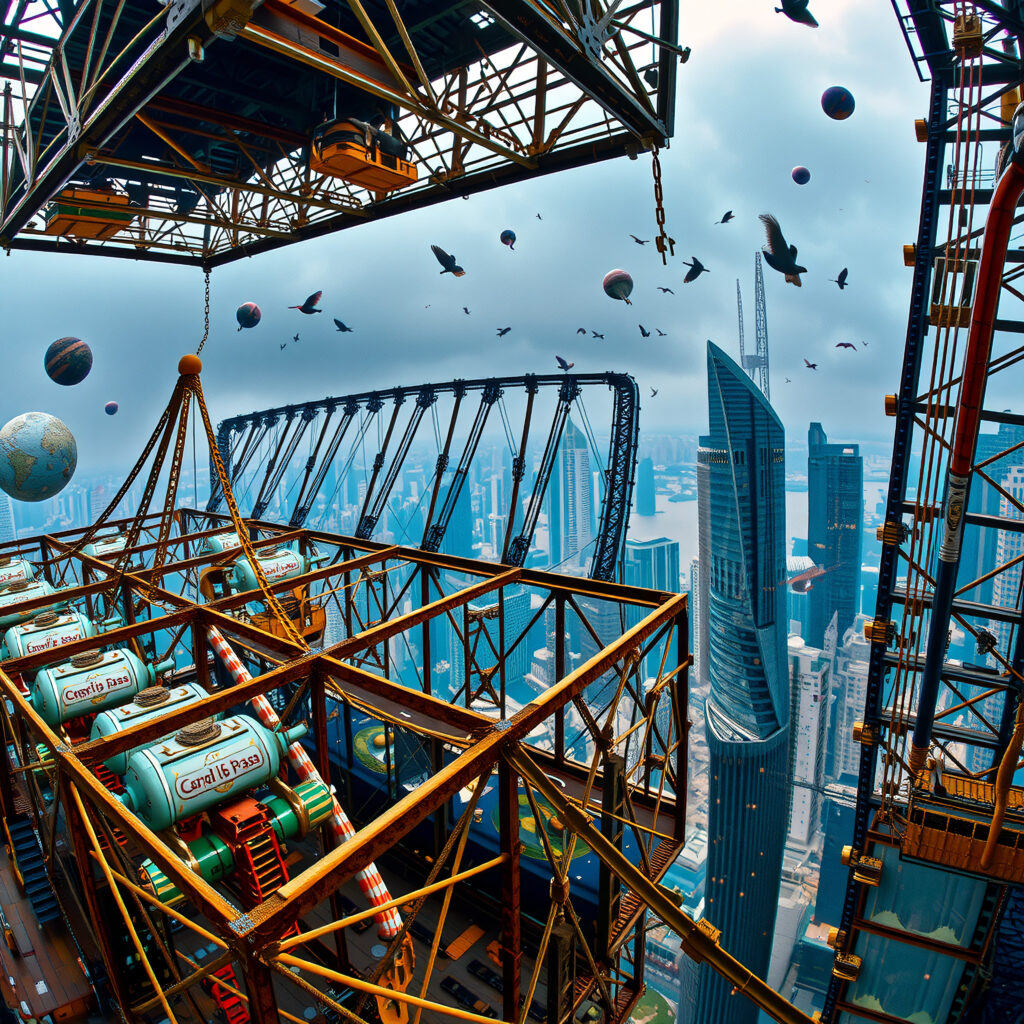 Futuristic Metropolis with Floating Structures and Skyward Cityscape