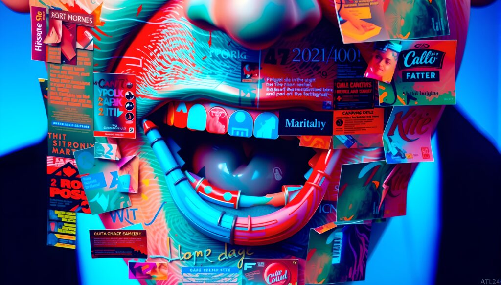 Abstract Digital Portrait with Collage Stickers