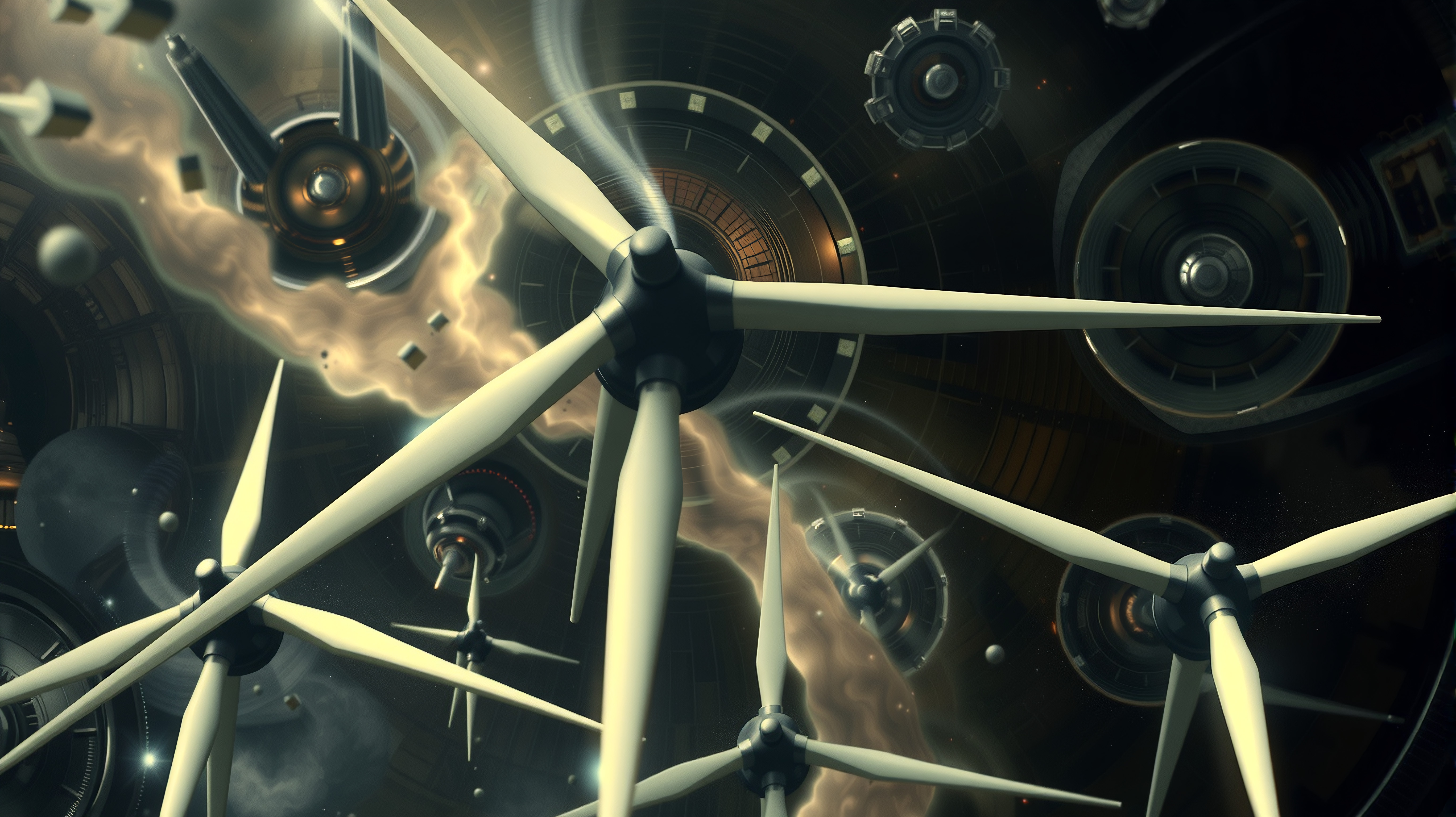 Futuristic Wind Turbines in Cosmic Setting