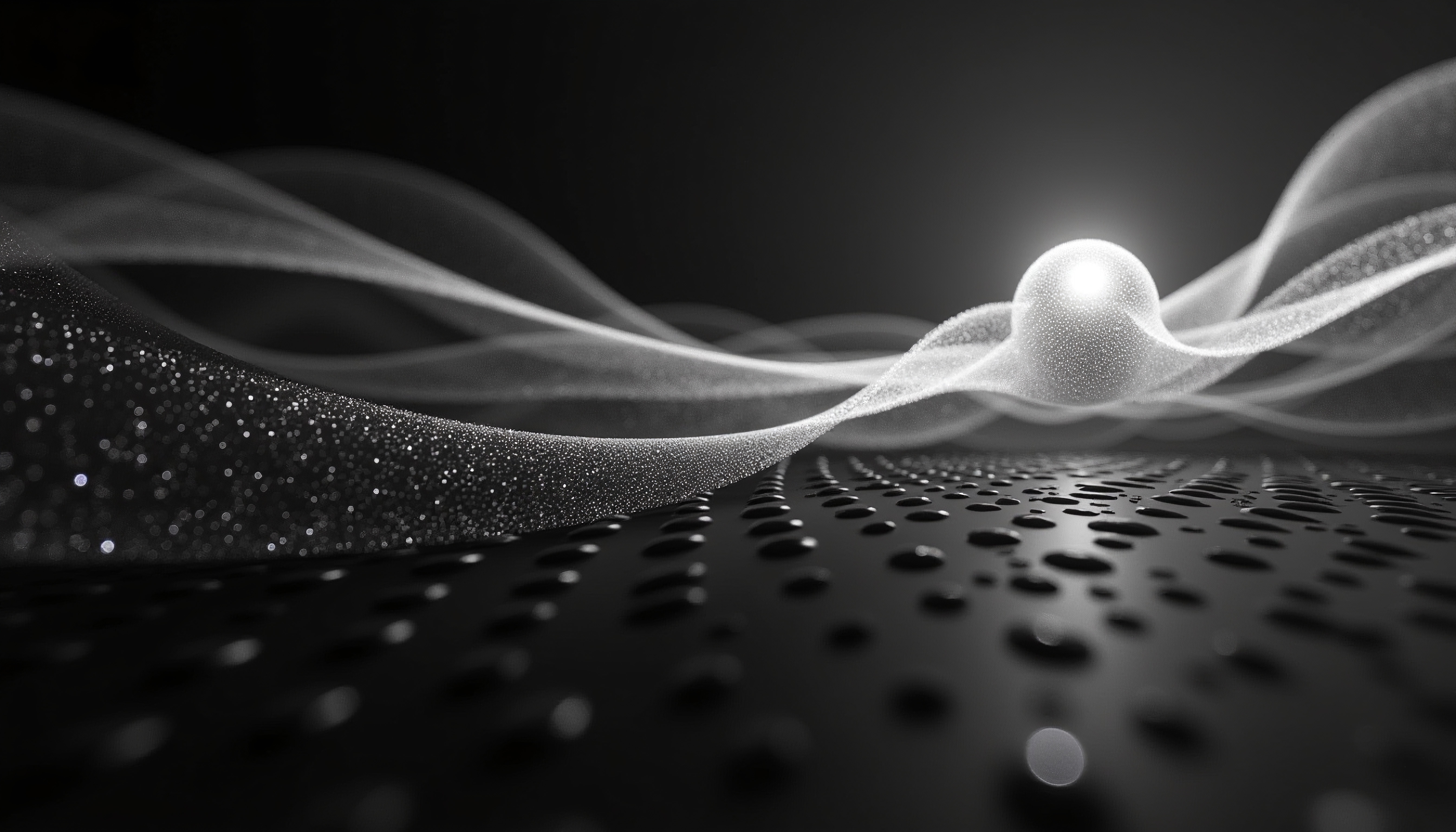 Abstract Glowing Particulate Waves on Textured Surface