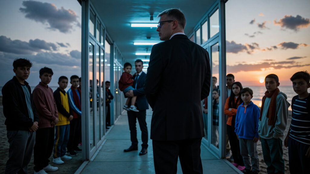 Man in Suit Facing Youth Group