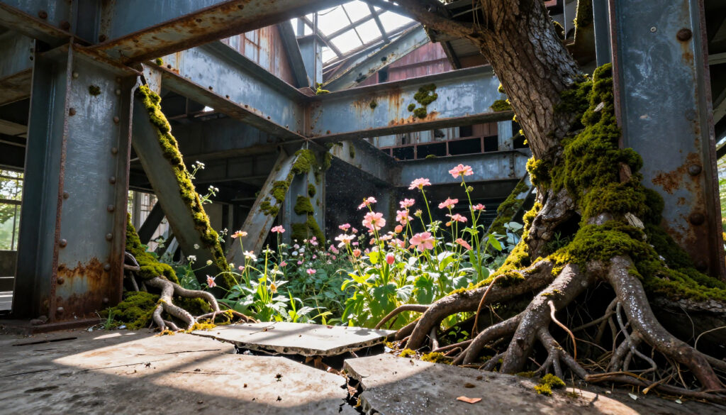 Nature Reclaiming Abandoned Industrial Structure