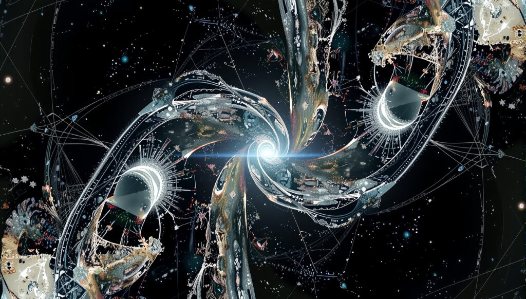 Abstract Cosmic Digital Art with Stellar Elements