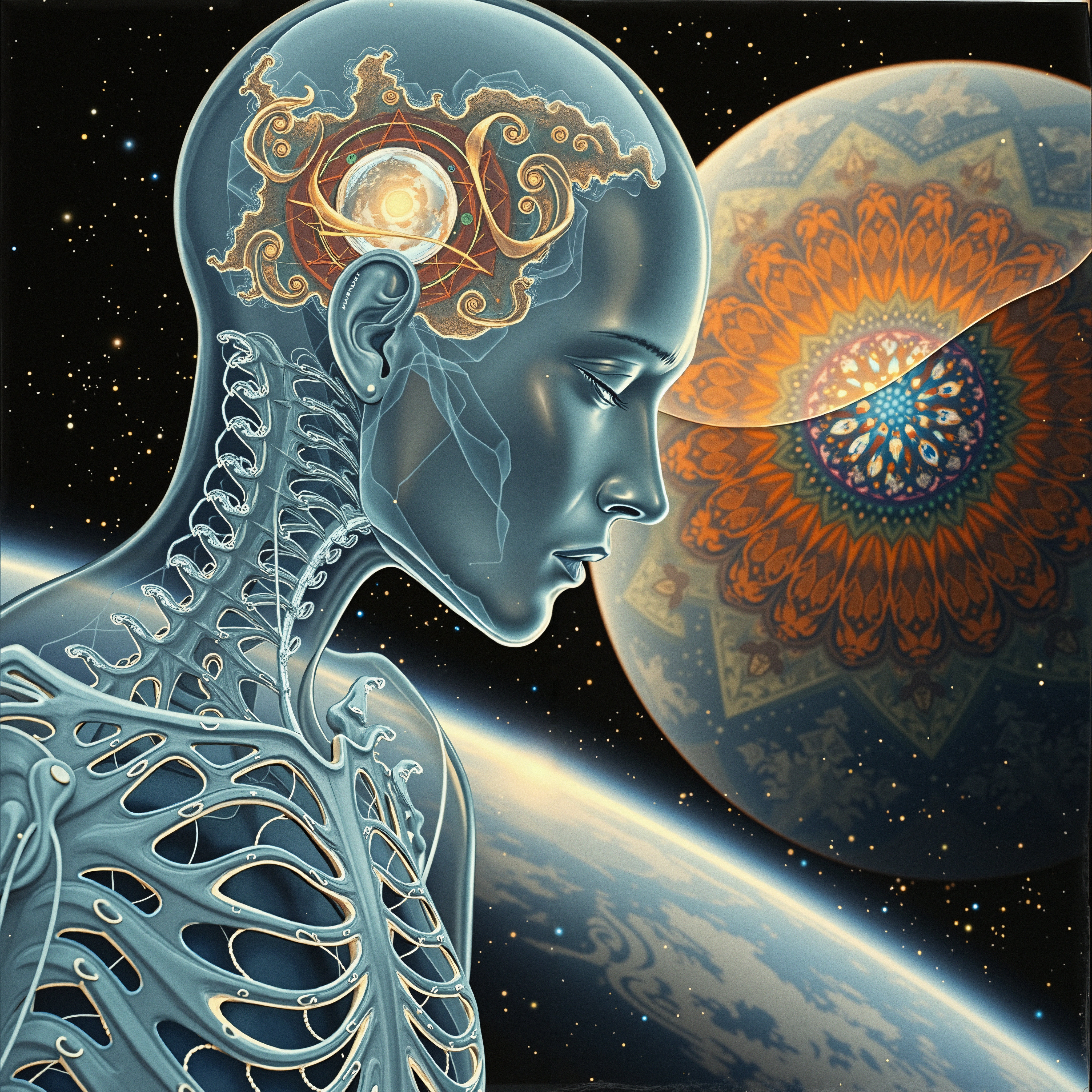 Cosmic Human Brain Visualization: Spiritual and Scientific Art in Space