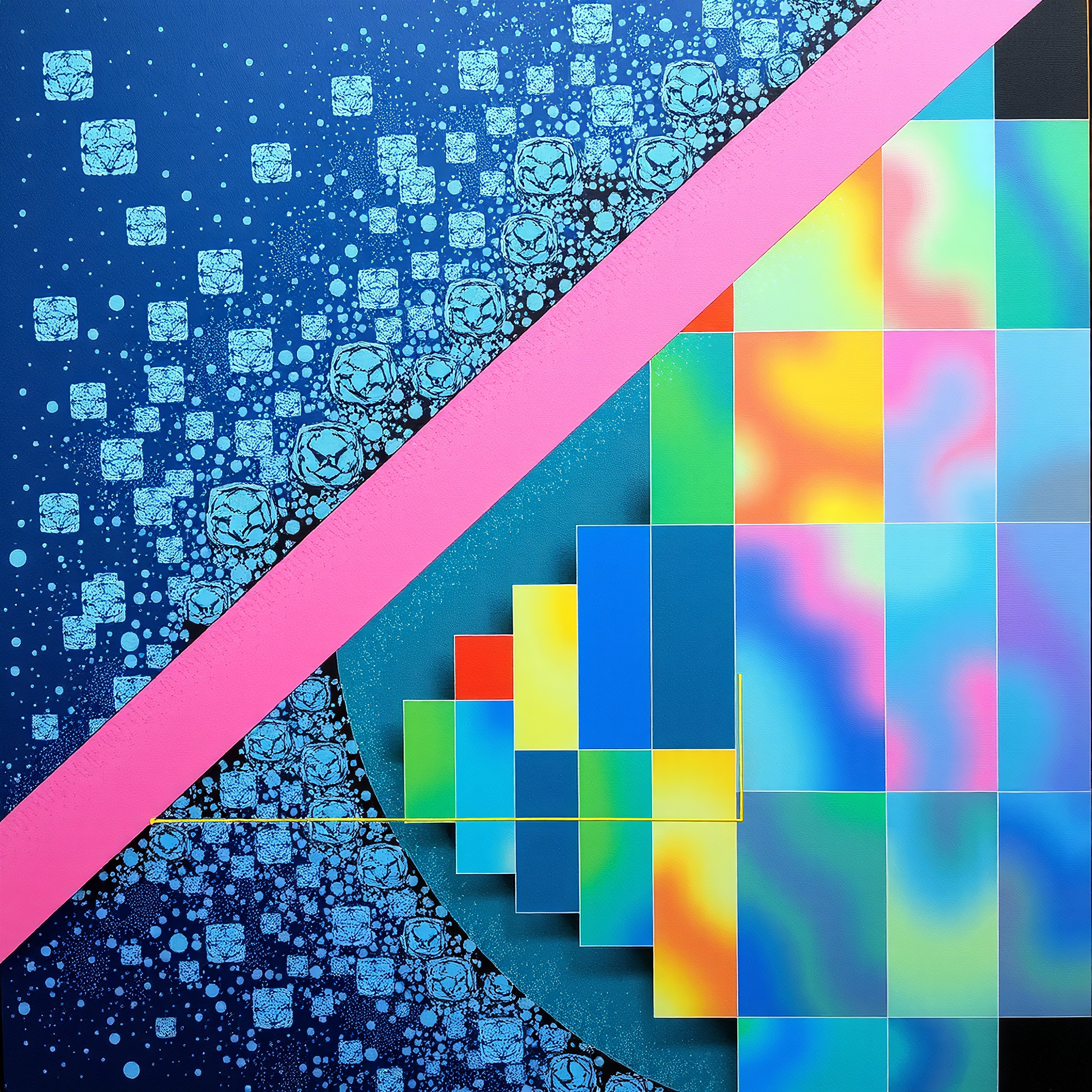 Abstract Digital Art with Geometric Patterns and Vibrant Colors
