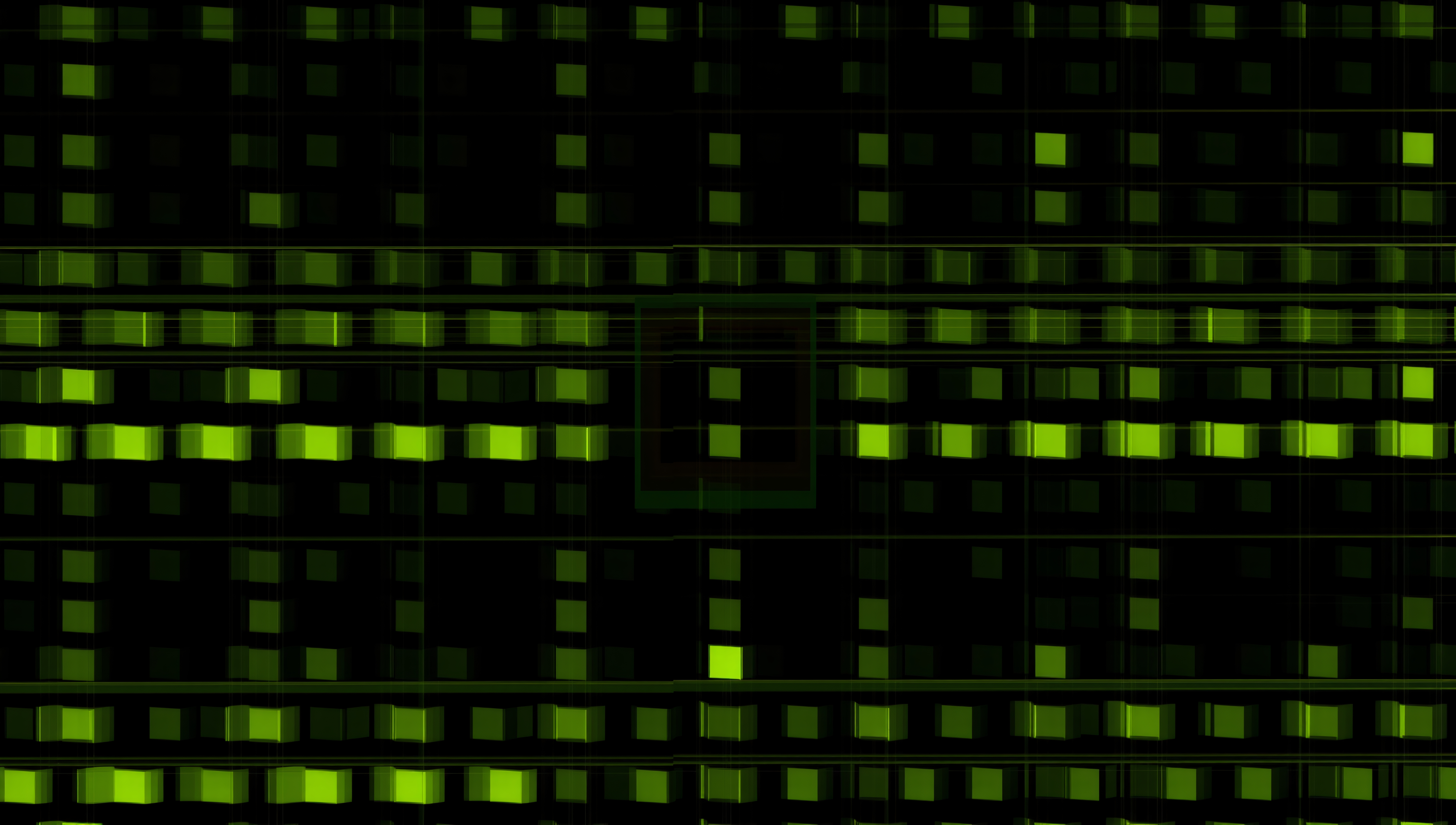 Green Digital Grid with Letter B on Black Background