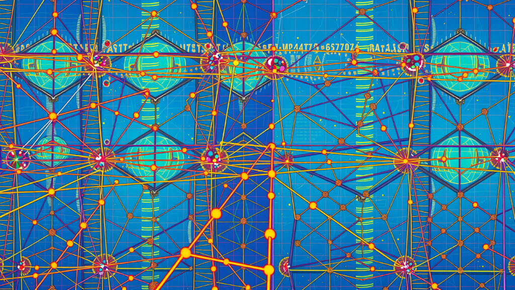 Futuristic Digital Network Art with Glowing Nodes