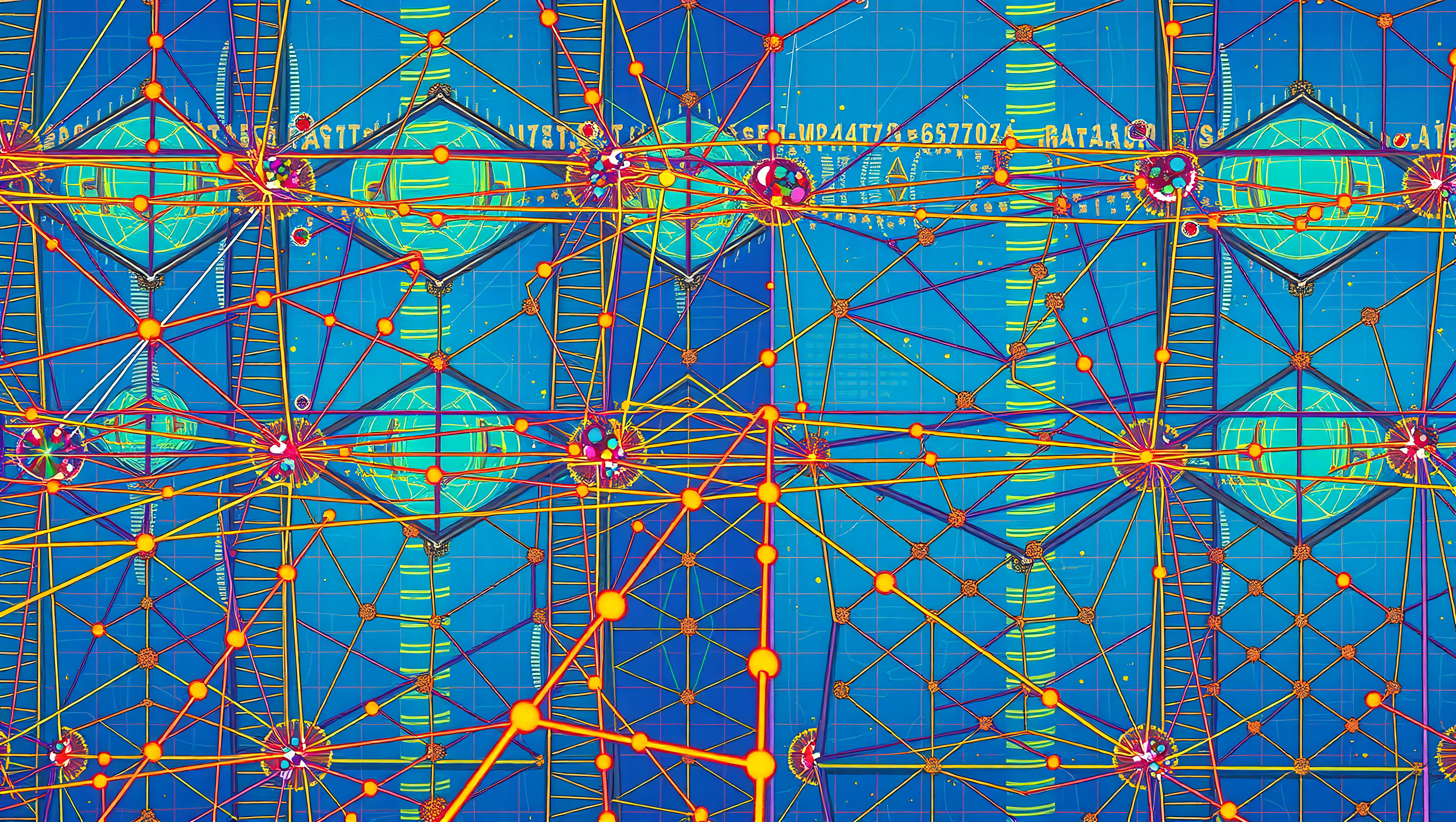 Futuristic Digital Network Art with Glowing Nodes