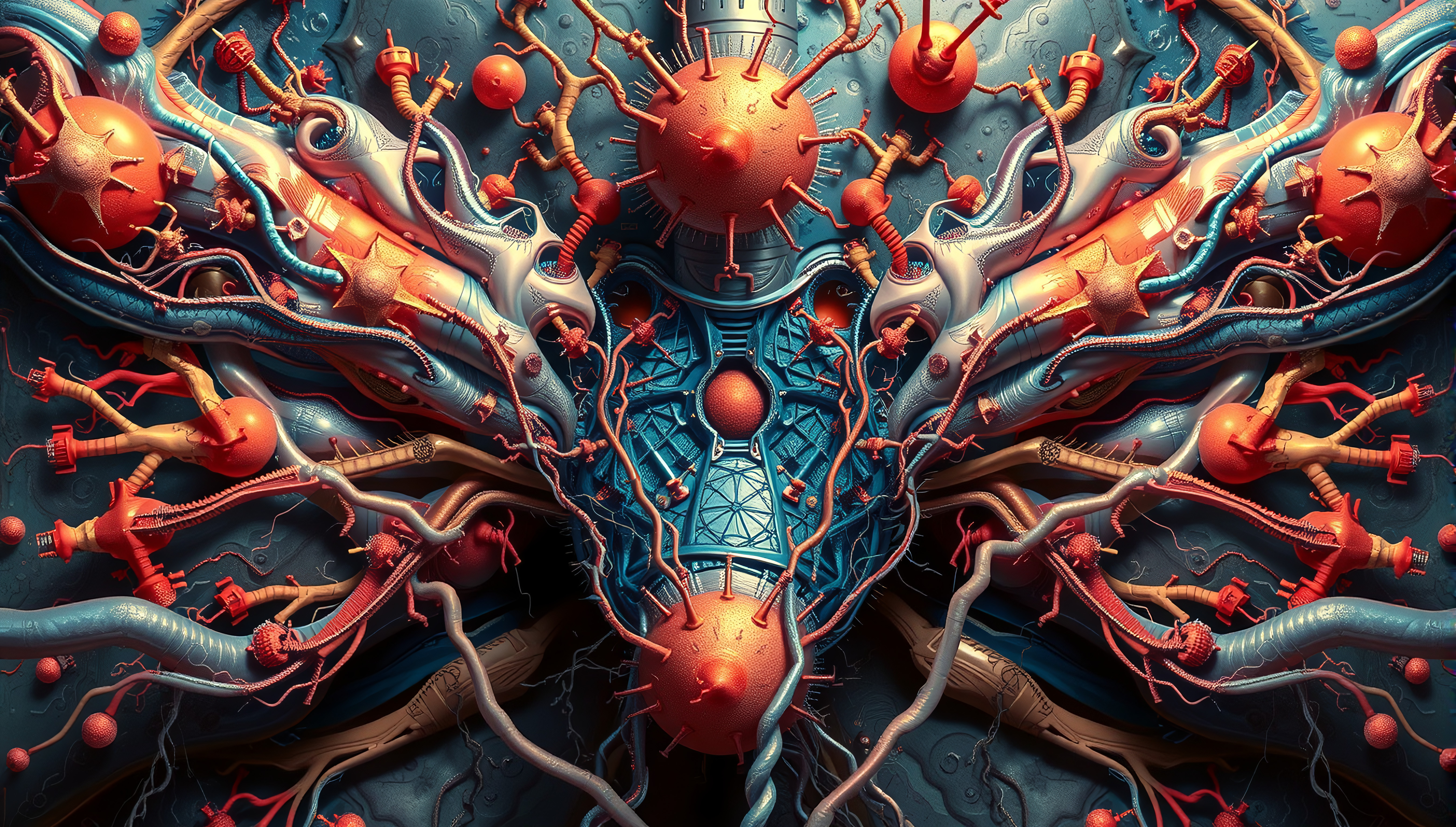 Surreal Organic-Mechanical Abstract Digital Art
