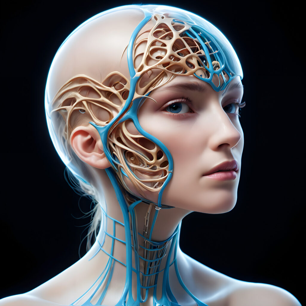 Futuristic Cybernetic Head with Neural Network