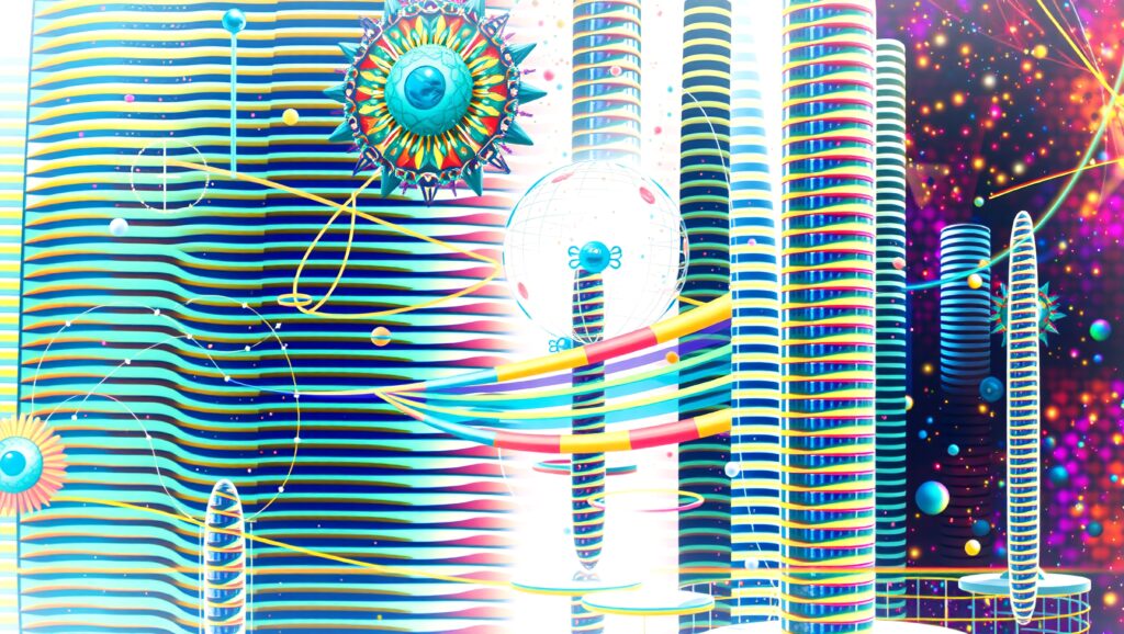 Abstract Cityscape with Psychedelic Retro Pop Art