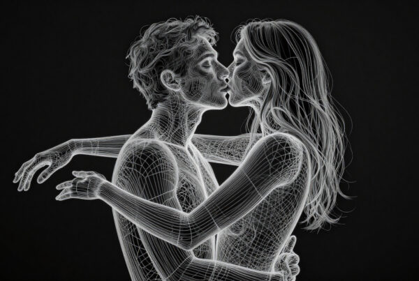 Wireframe Romantic Couple Digital Art Illustration