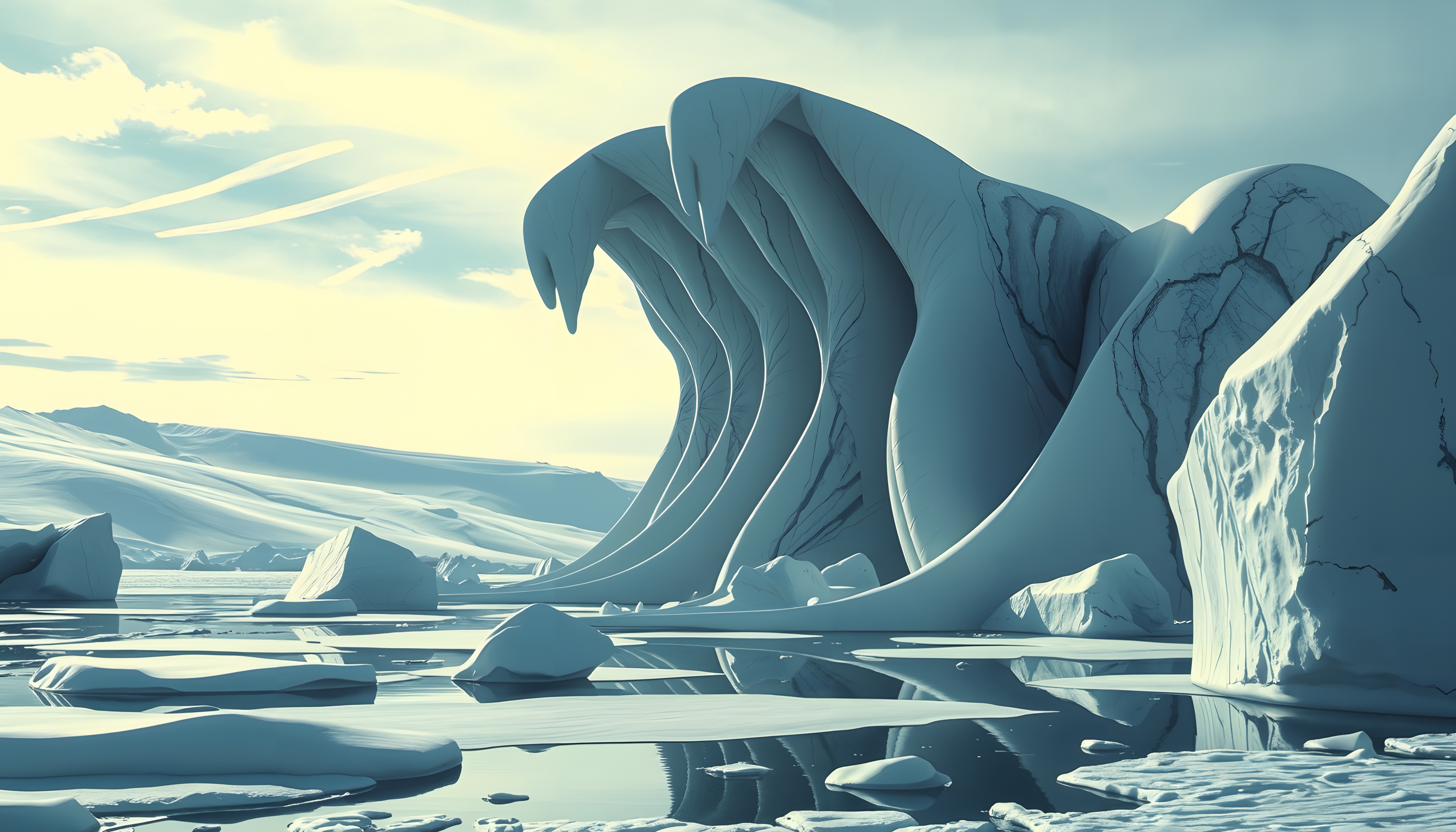 Surreal Arctic Ice Formations at Dawn