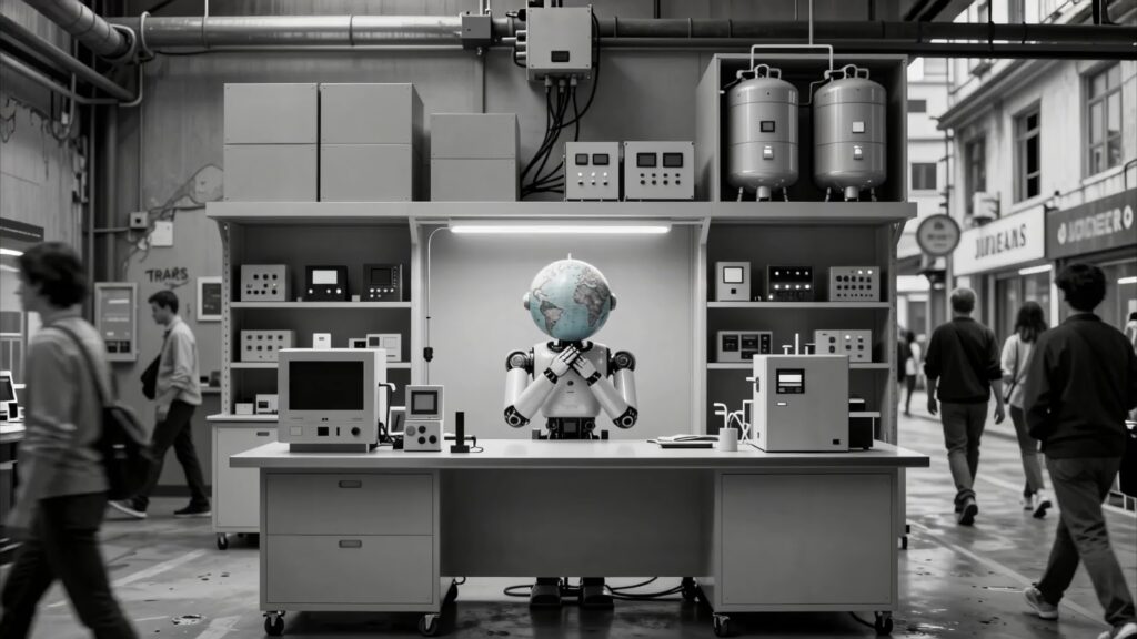 Earth Robot in Industrial Lab 4K Video
