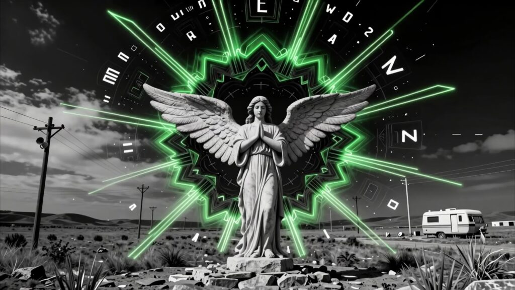 Angel Statue in Neon Desert 4K Video