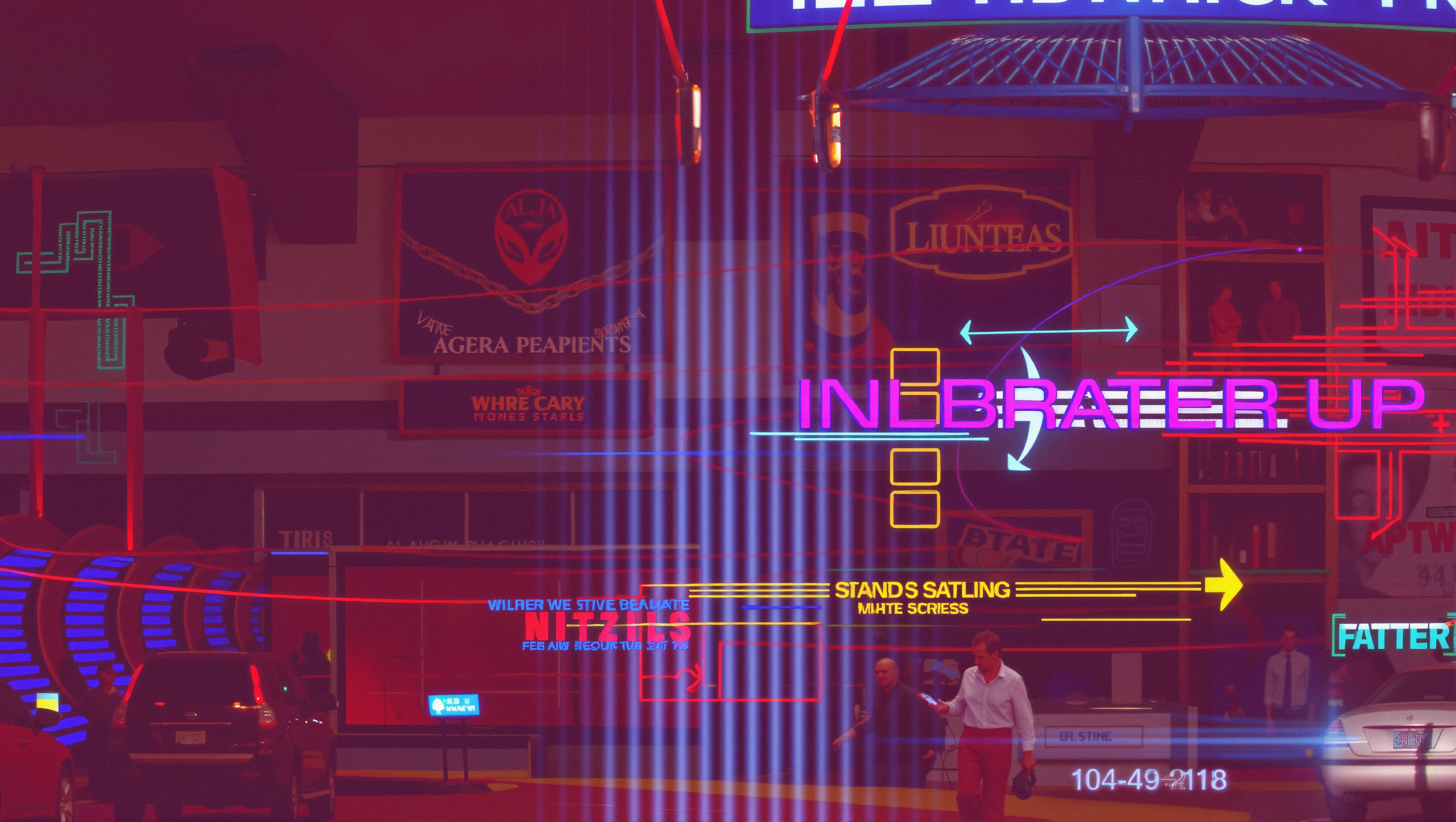 Futuristic Neon Cityscape with Holographic Signage