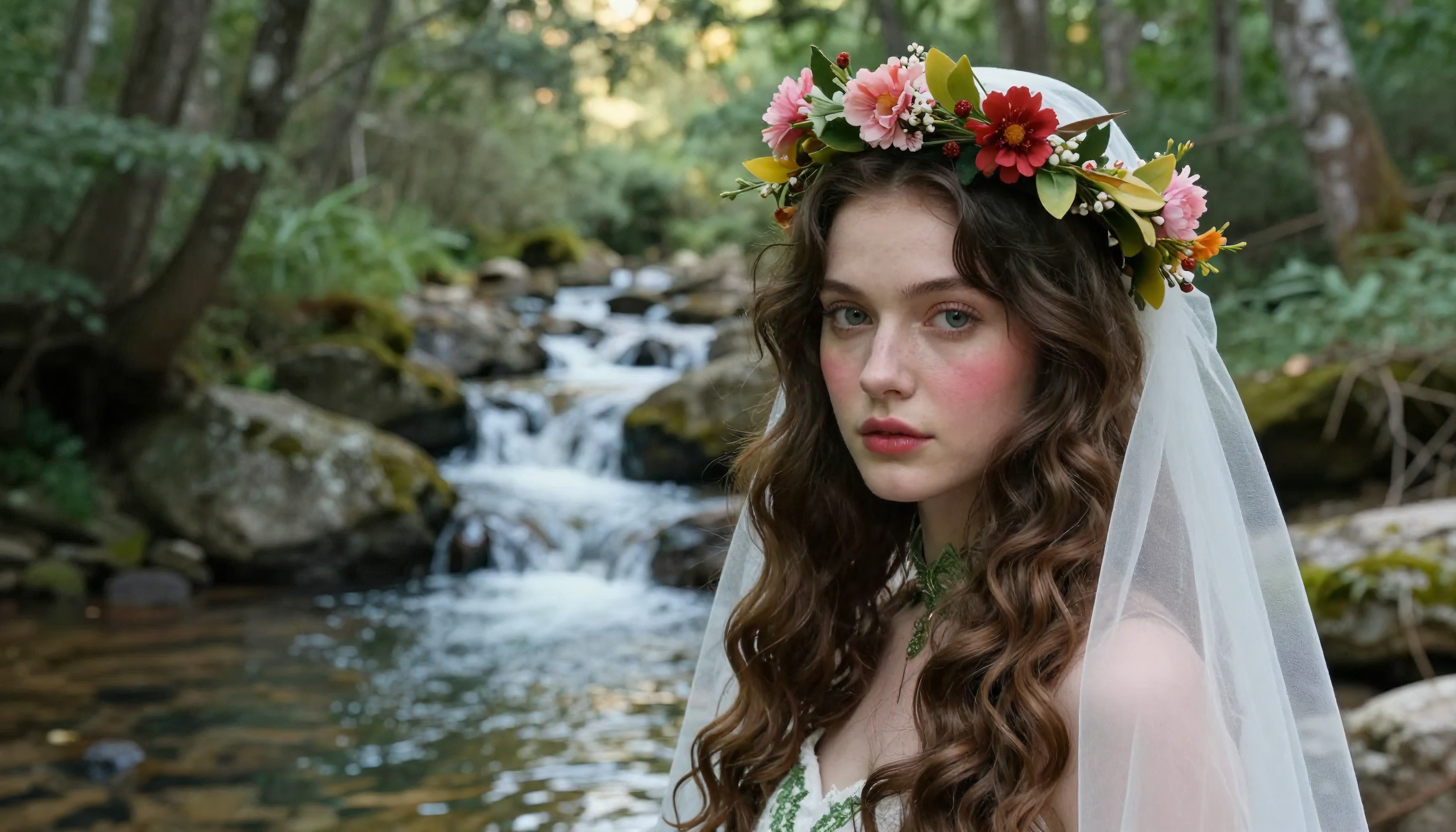 Forest Bride With Floral Crown