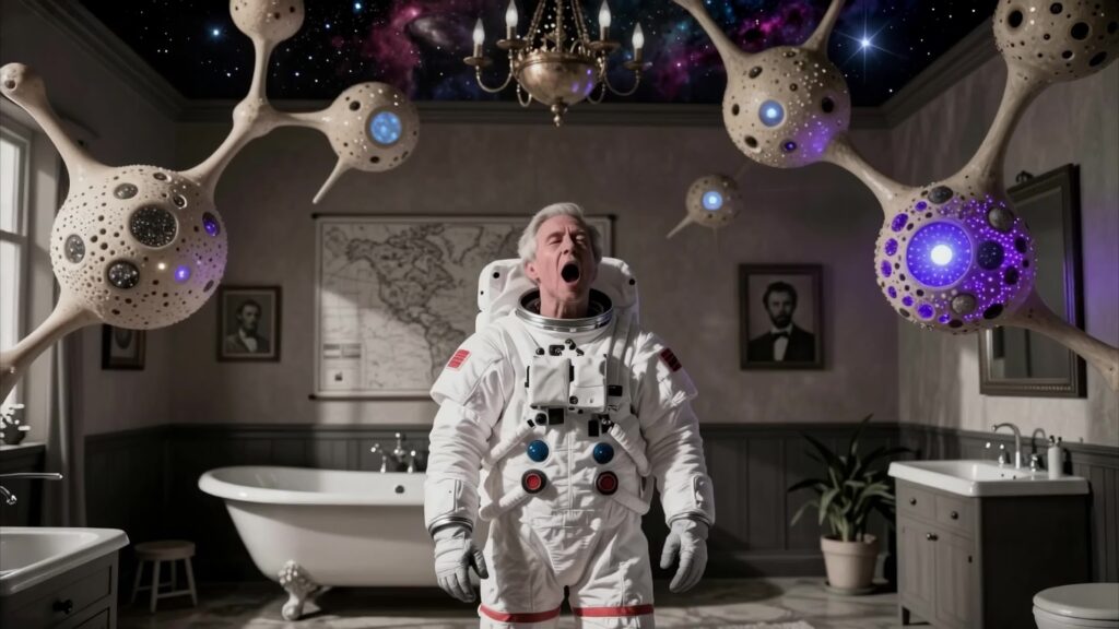 Astronaut in Strange Bathroom 4K Video