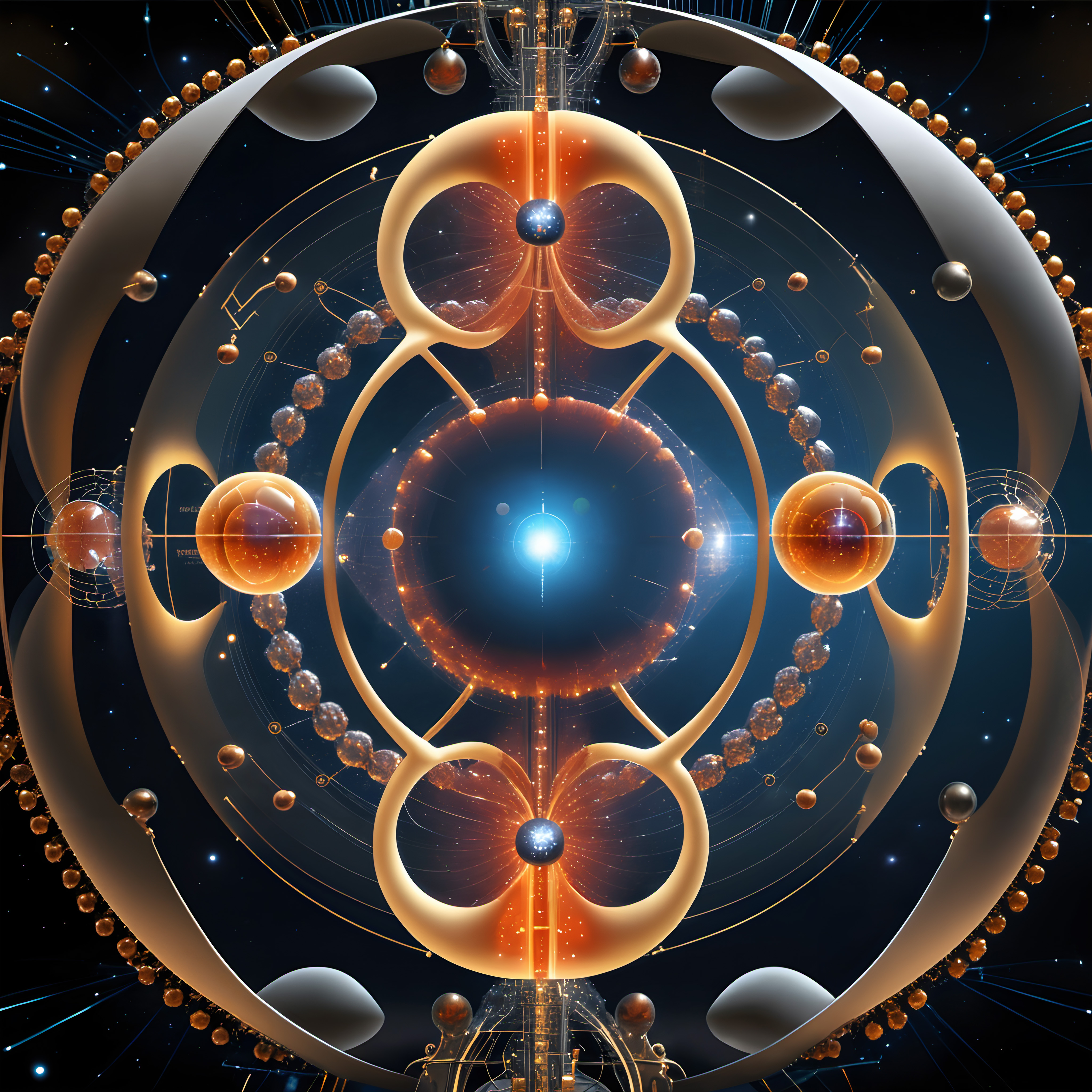 Abstract Quantum Model: Interconnected Celestial Rings of Scientific Discovery