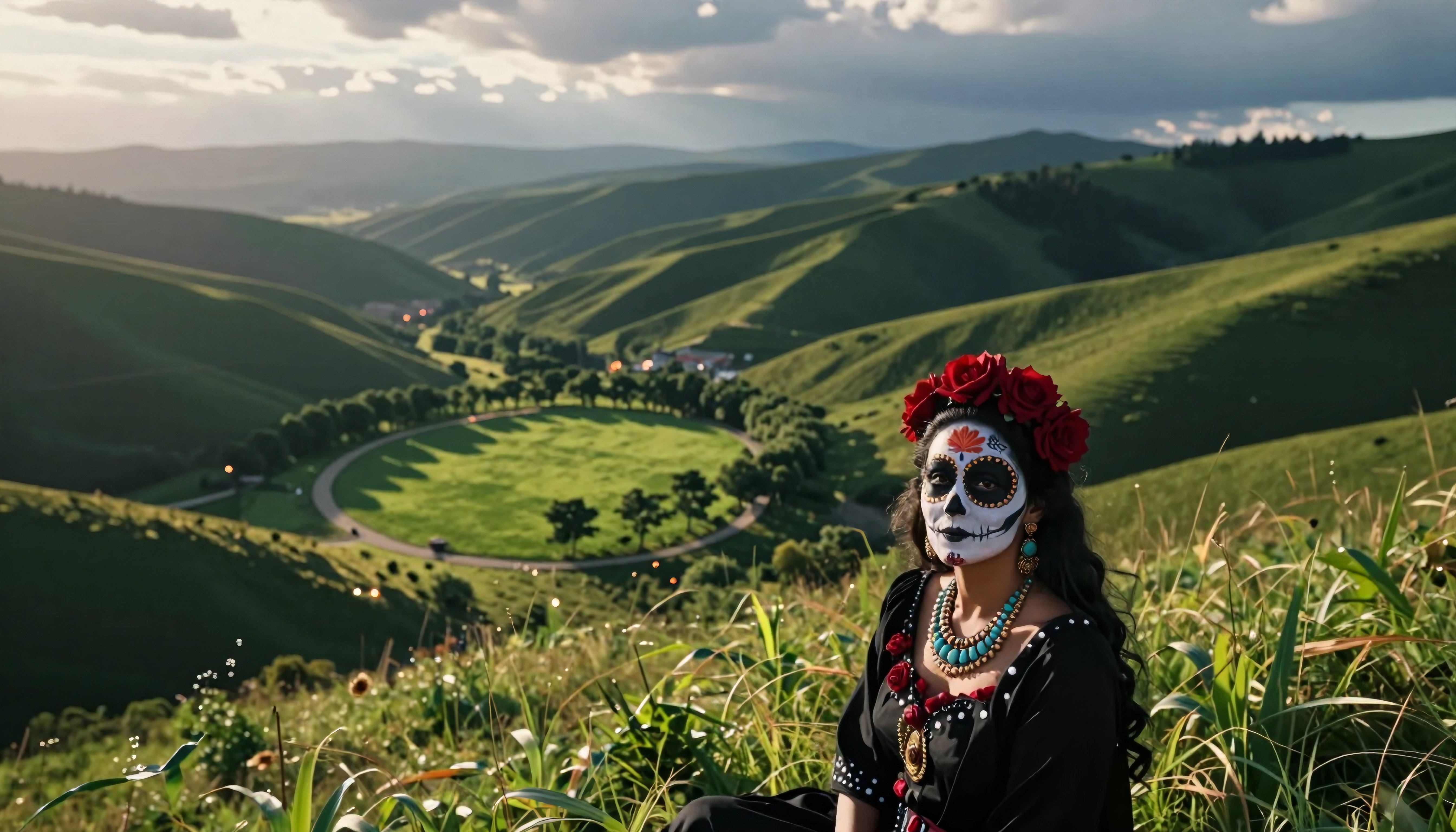 Day of the Dead Celebration in Lush Mountain Landscape