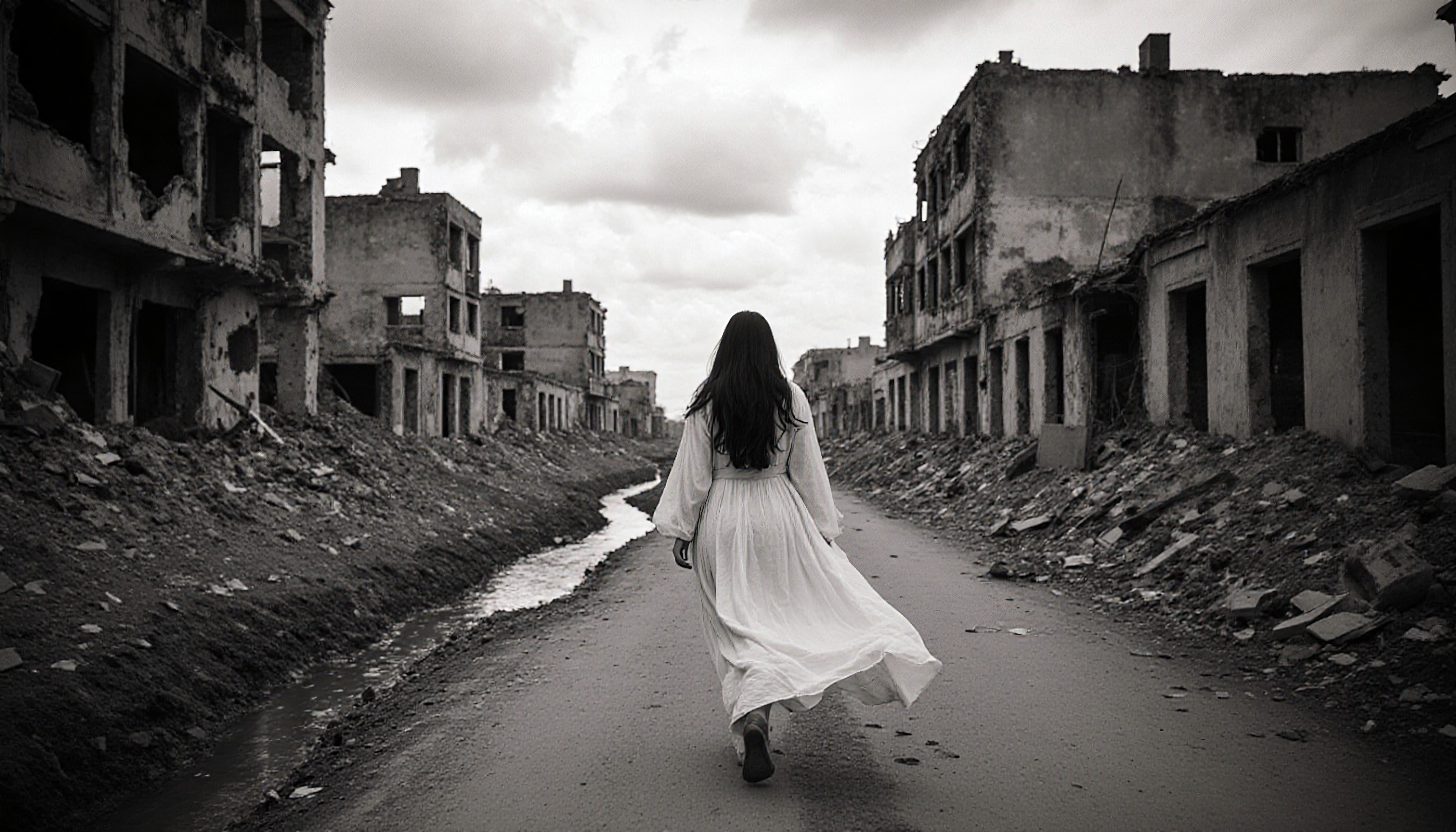 Ghost Walks Through Ruins