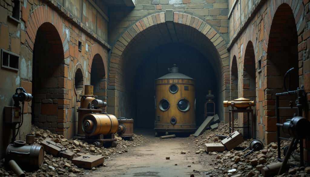 Eerie passage through abandoned industrial complex