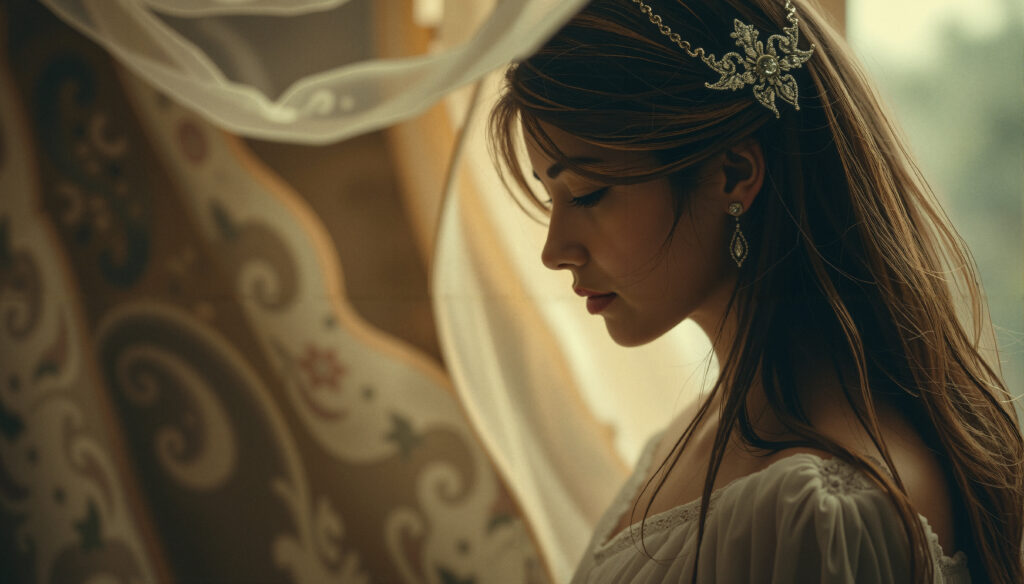 Elegant Woman with Delicate Headpiece
