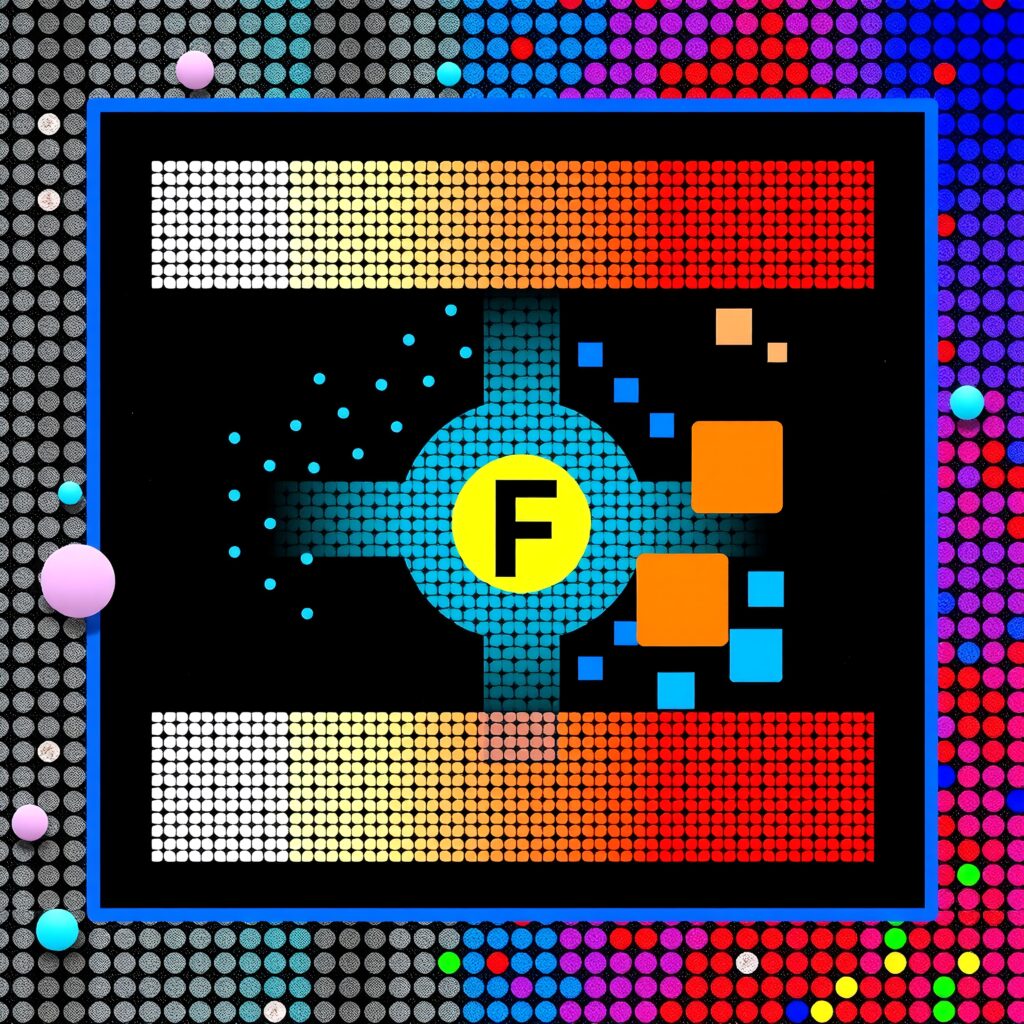 Abstract Letter 'F' Intersection Graphic on Pop Art Background
