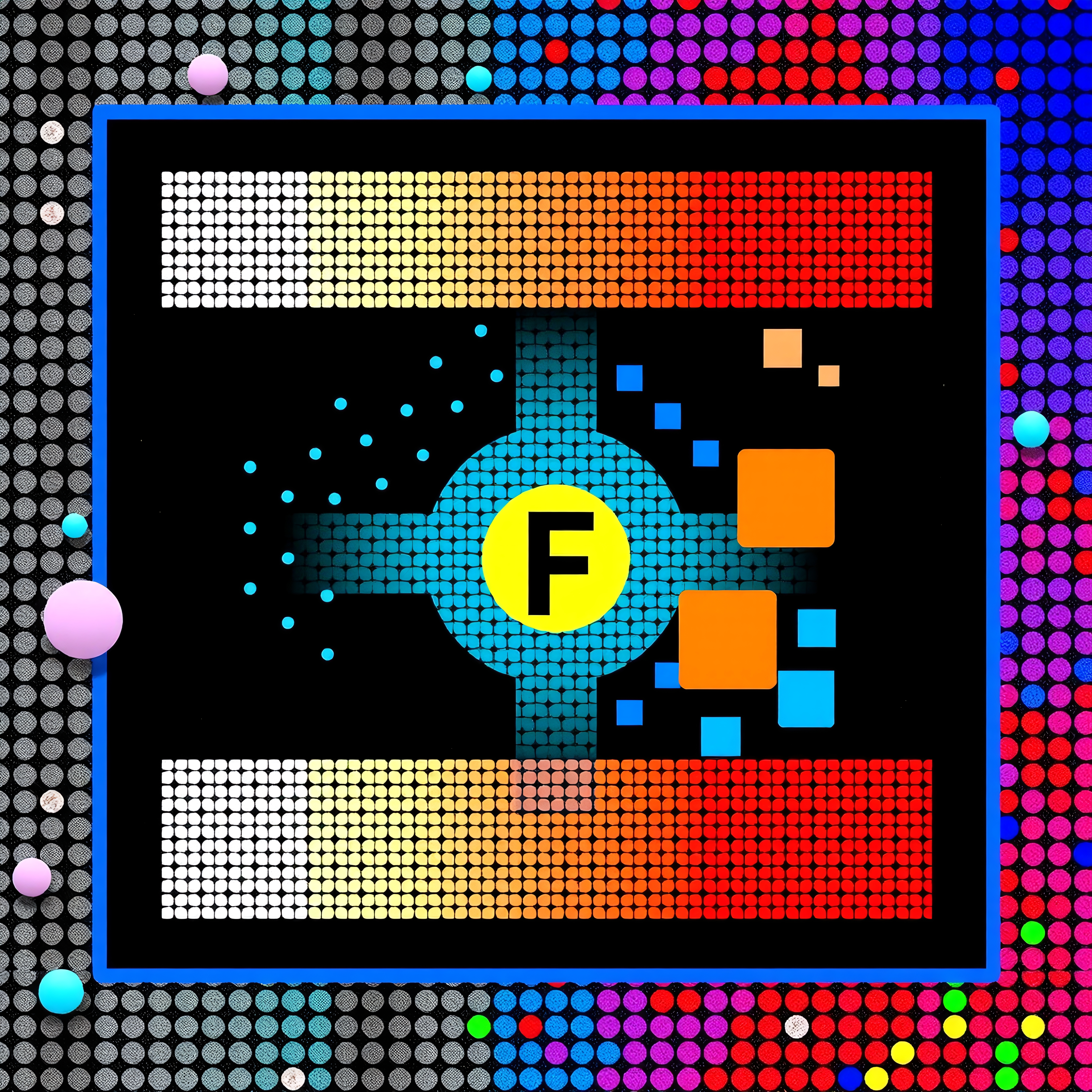 Abstract Letter 'F' Intersection Graphic on Pop Art Background