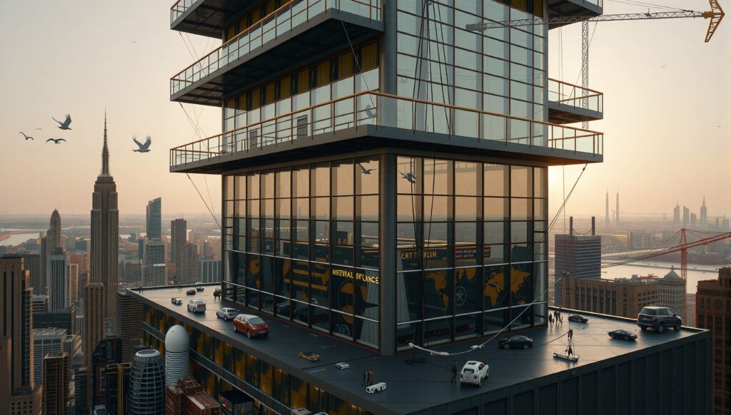 Modern Skyscraper Rooftop with Urban Cityscape in New York City