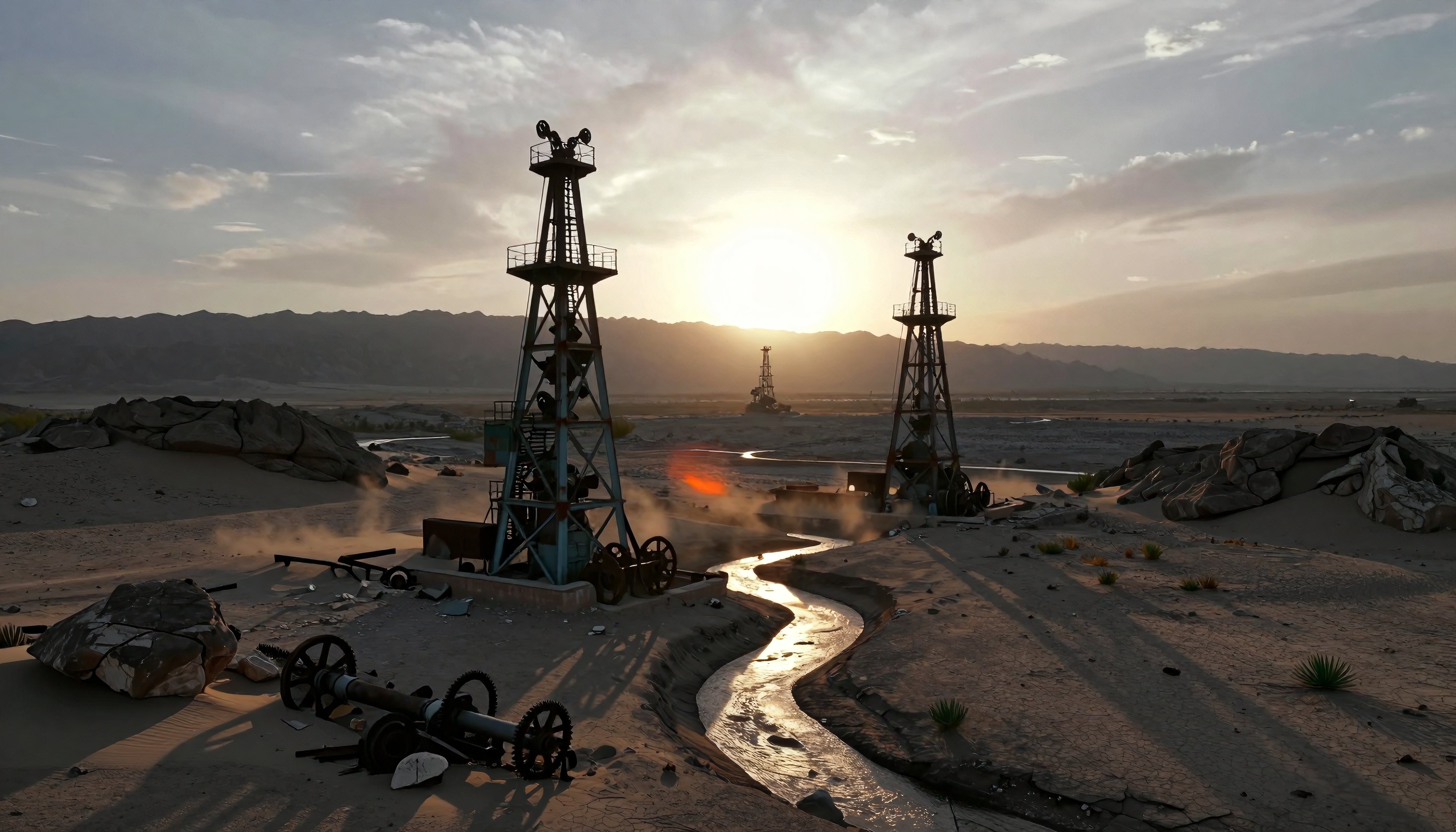 Desert Sunset Industrial Ruins