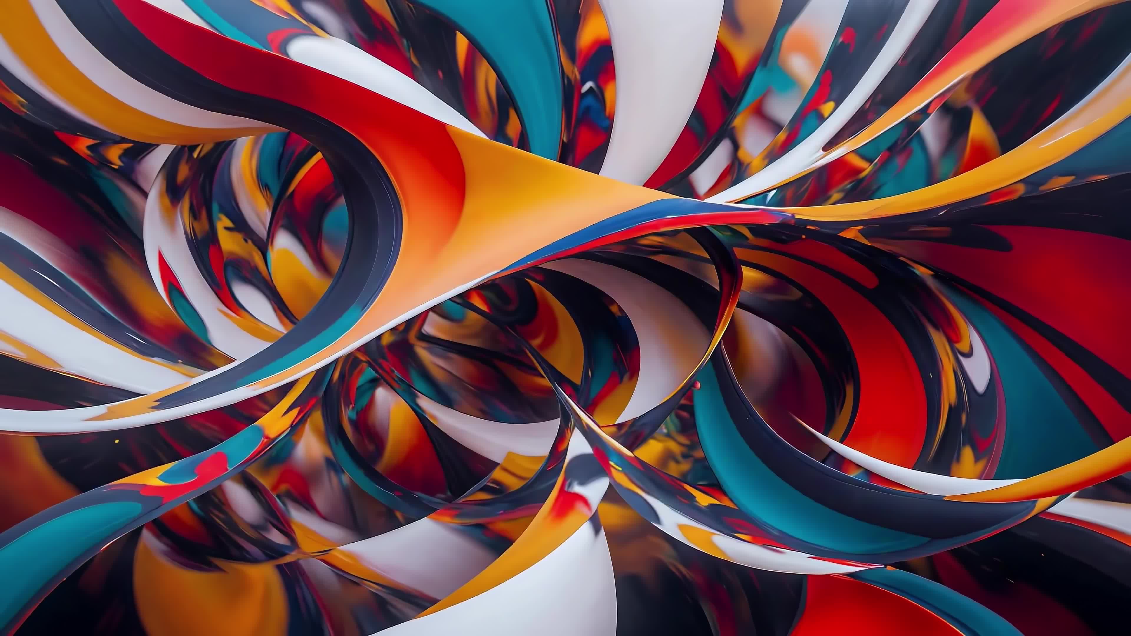 Vibrant abstract swirling 4K video animation featuring dynamic colors and fluid motion perfect for video backgrounds and wallpapers.