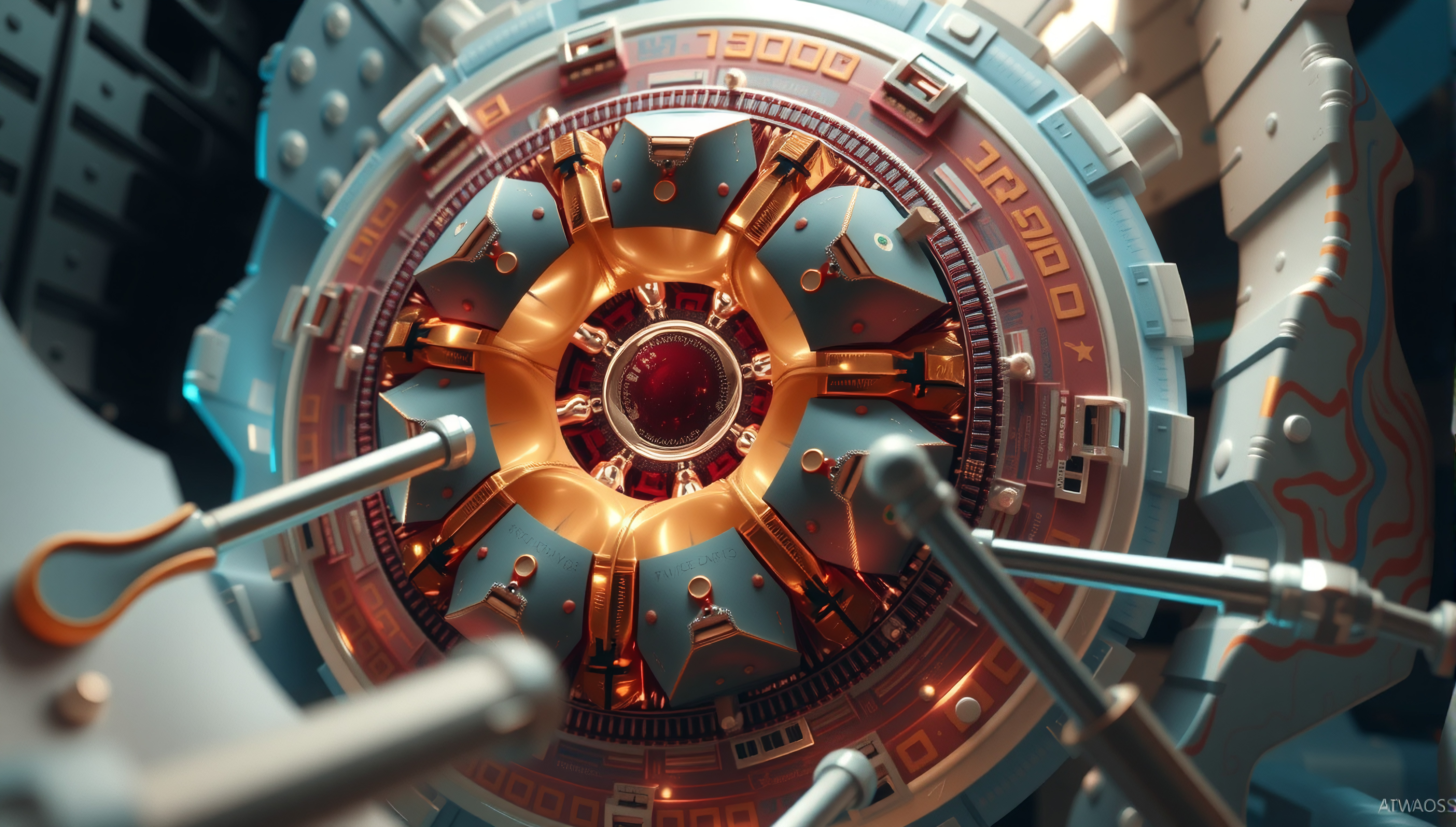 Futuristic Mechanical Watch with Intricate Precision Engineering