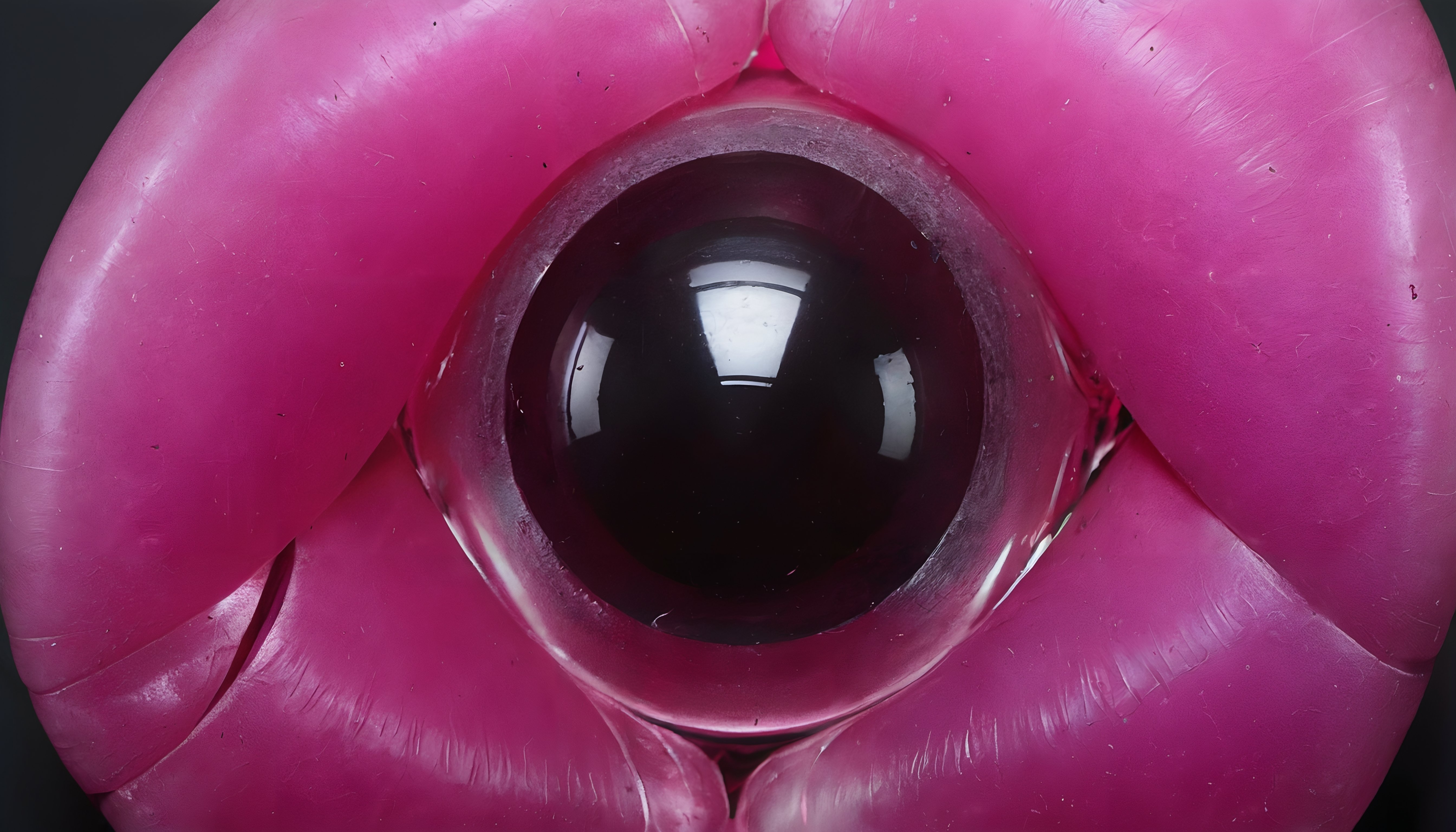 Abstract Pink Inflatable Ring with Central Glass Sphere