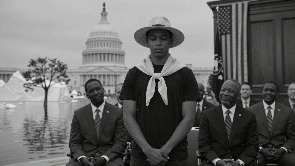 Solemn Portrait with U.S. Capitol Background